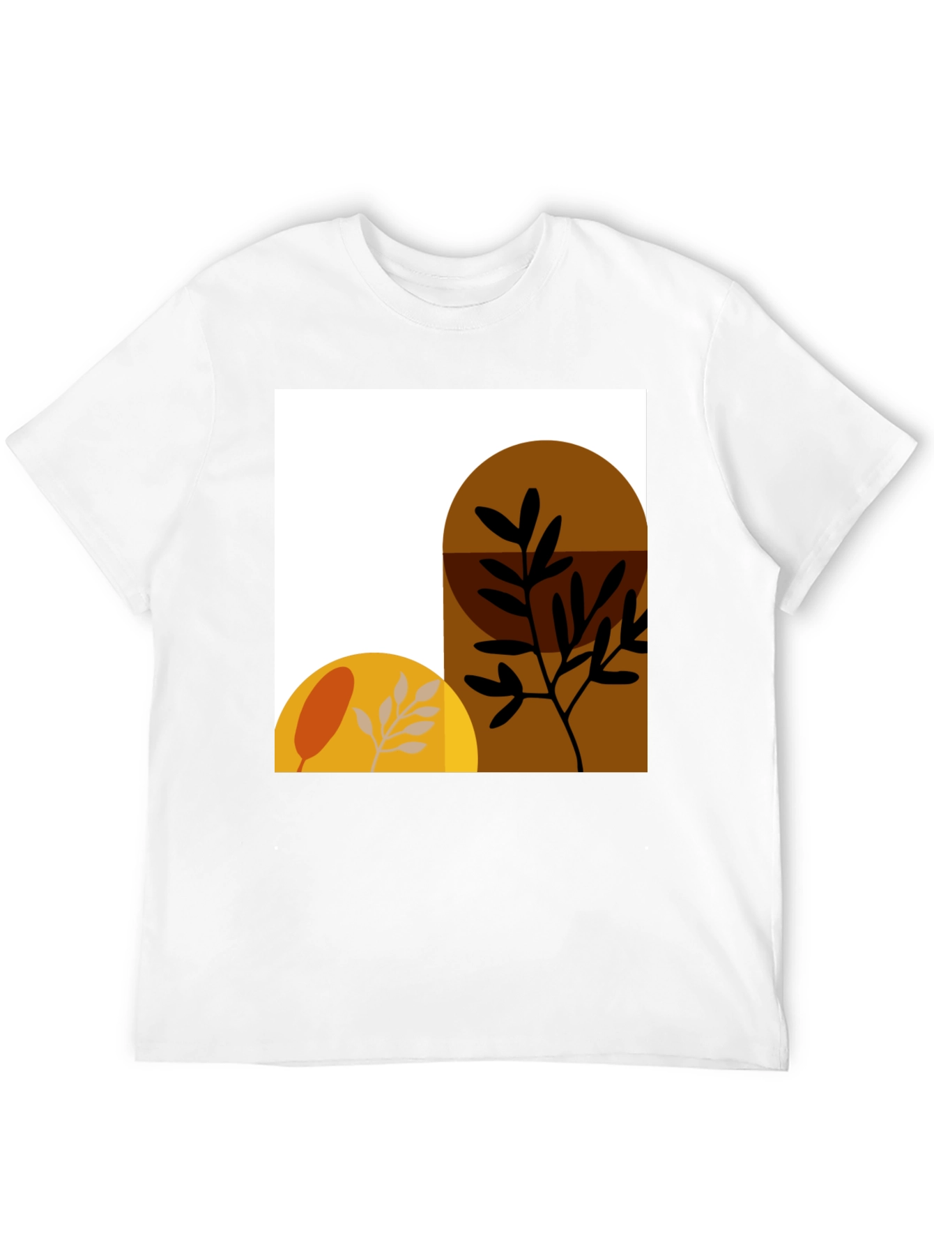 Abstract Botanical Print Black T-Shirt