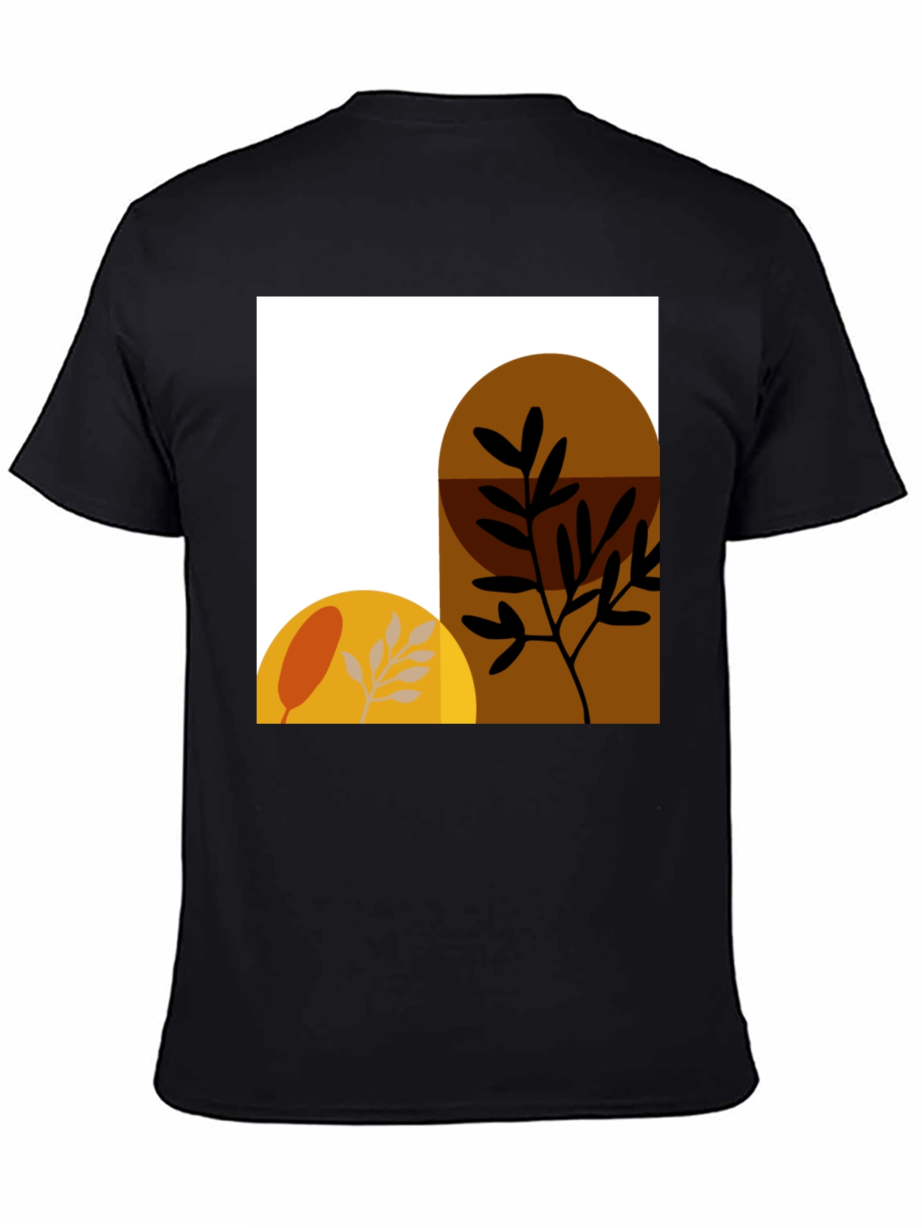 Abstract Botanical Print Black T-Shirt