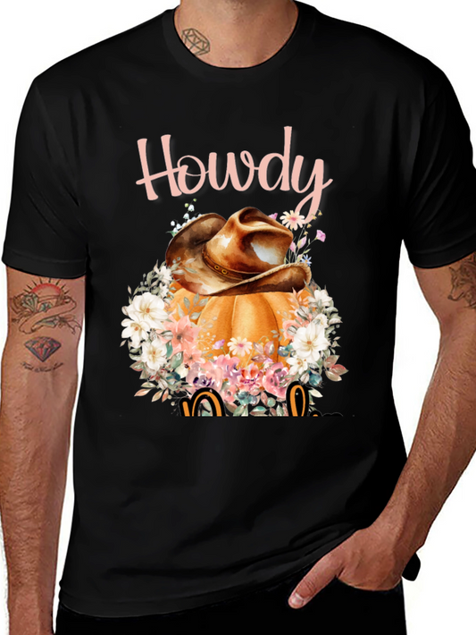 Howdy Pumpkin Cowboy Hat Graphic Tee