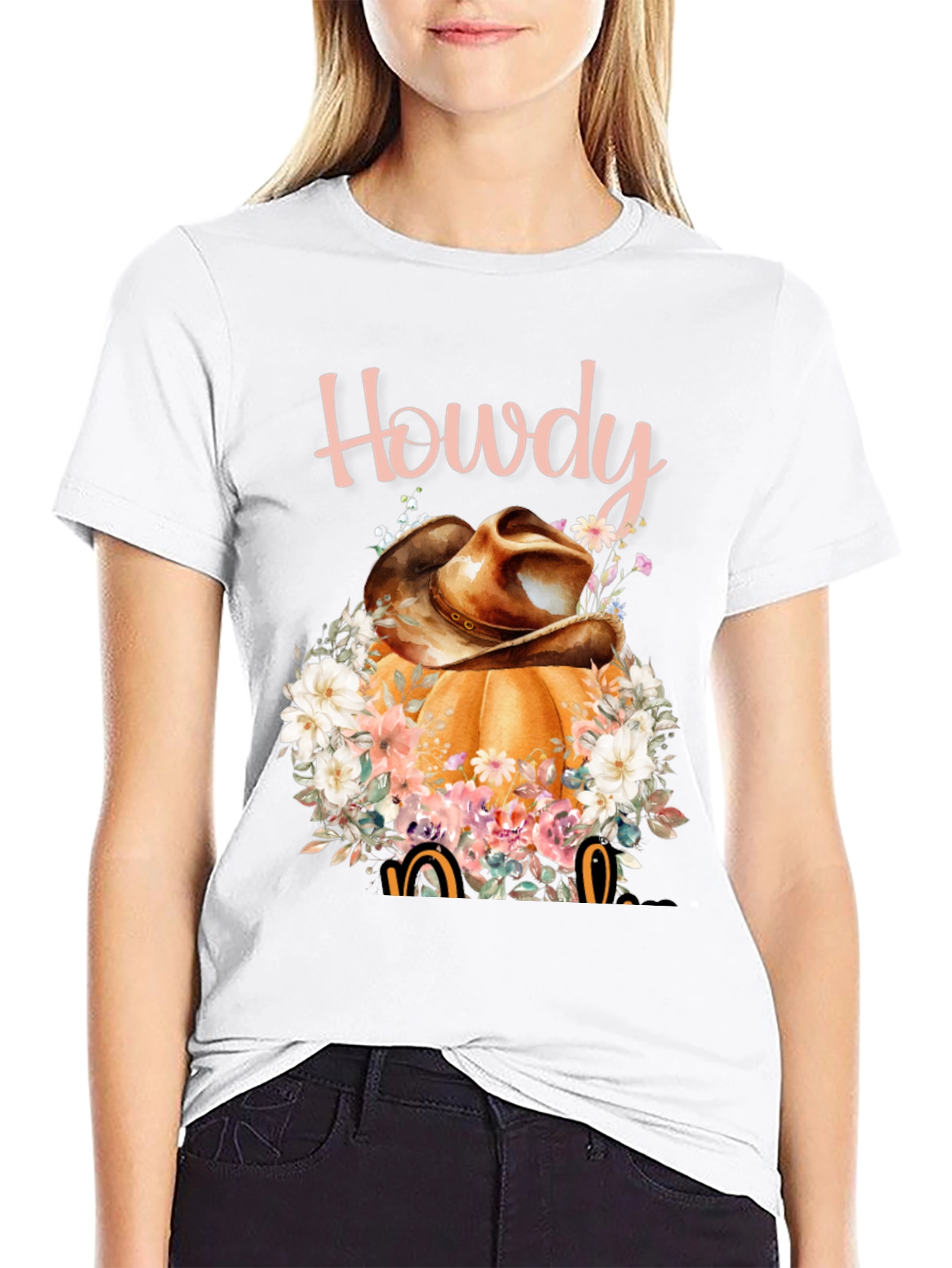 Howdy Pumpkin Cowboy Hat Graphic Tee