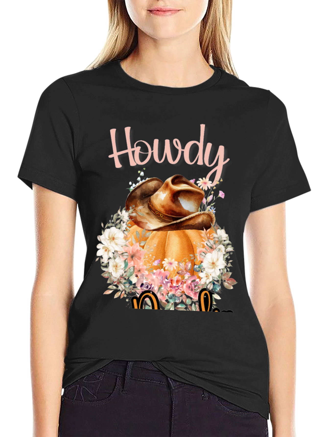 Howdy Pumpkin Cowboy Hat Graphic Tee