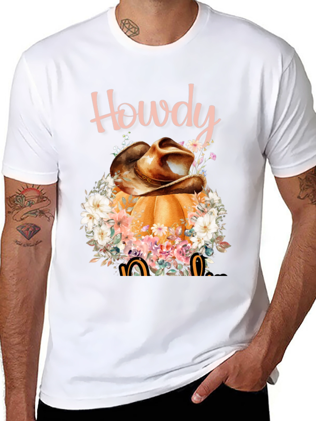 Howdy Pumpkin Cowboy Hat Graphic Tee