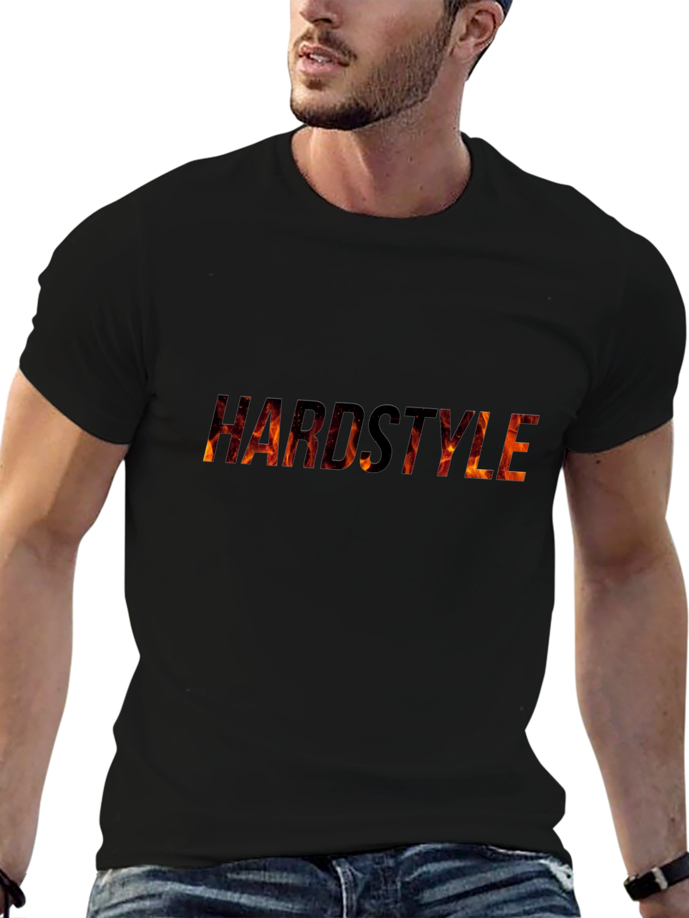 Hardstyle Graphic Tee - Flame Design Black T-Shirt