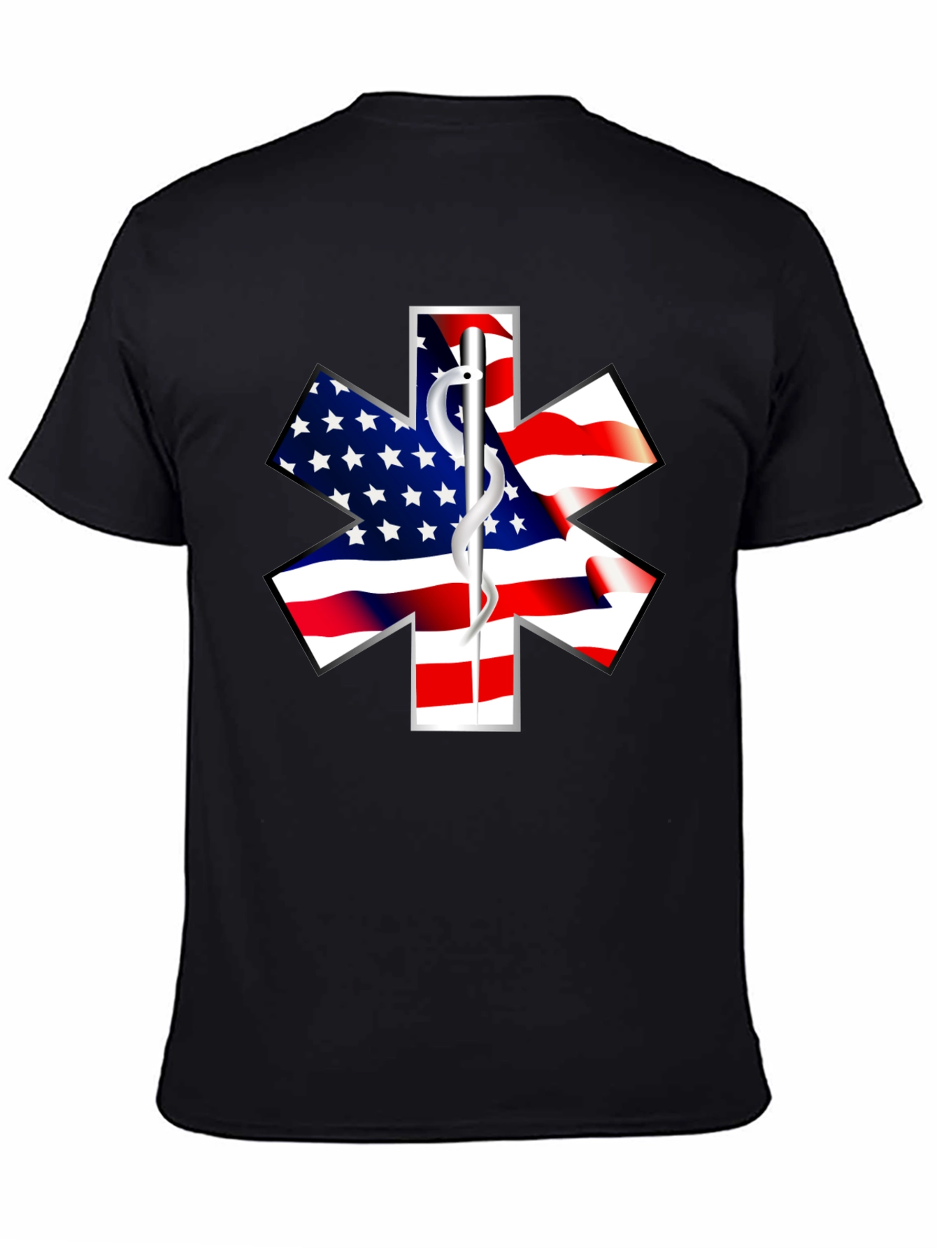 American Flag EMT Star Black T-Shirt
