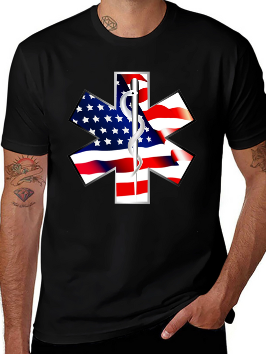 American Flag EMT Star Black T-Shirt