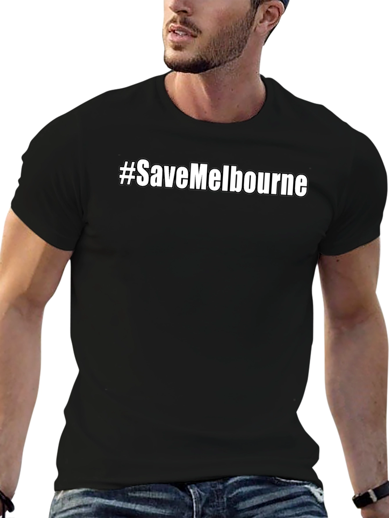 #SaveMelbourne Black Graphic T-Shirt