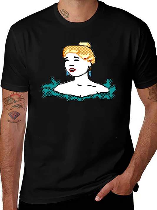 8-bit Blonde Portrait Graphic T-Shirt
