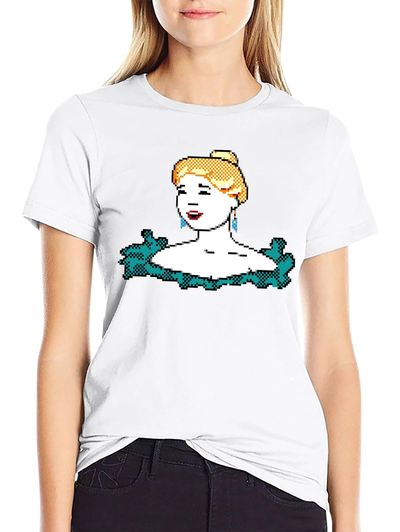 8-bit Blonde Portrait Graphic T-Shirt