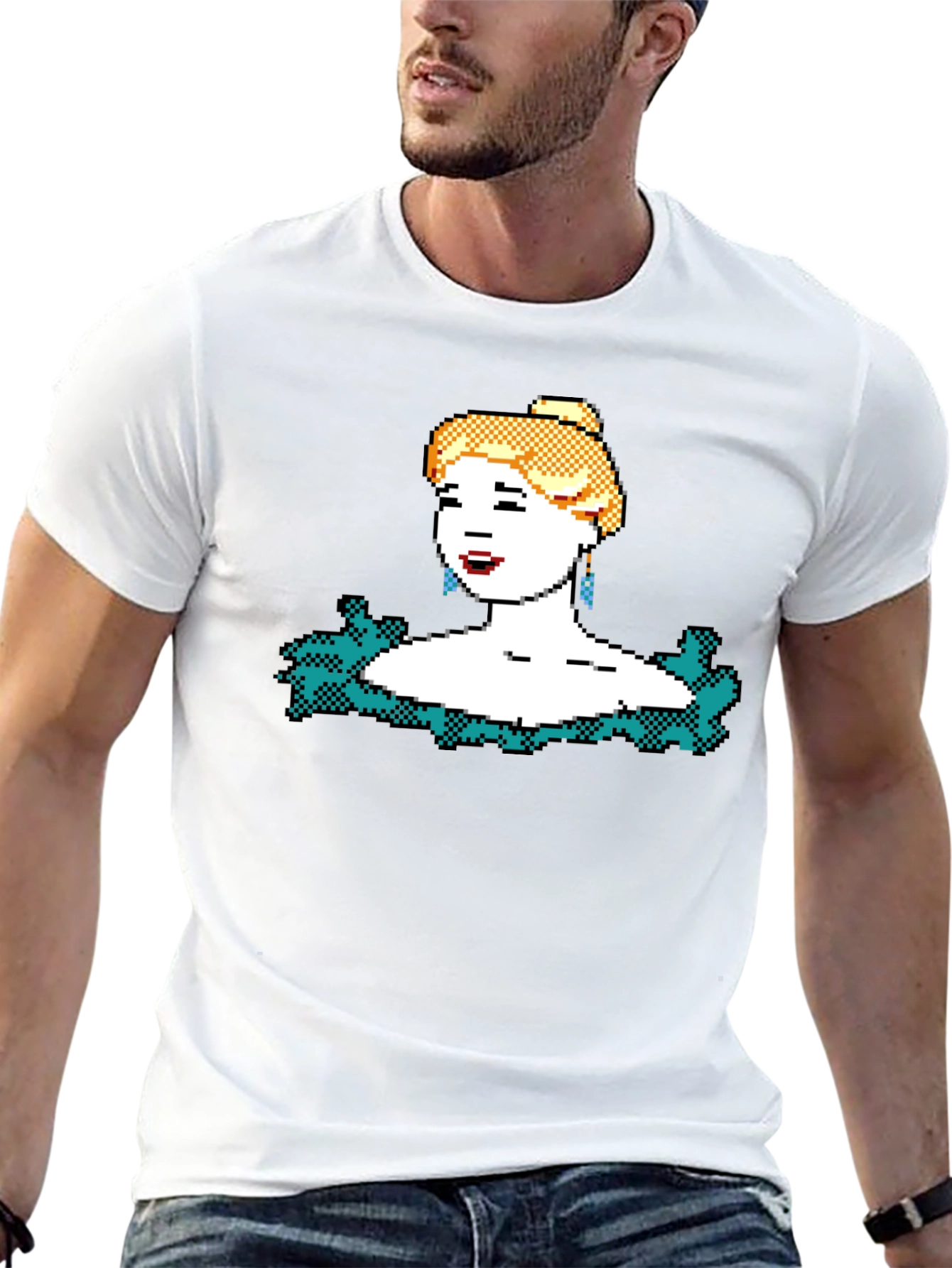 8-bit Blonde Portrait Graphic T-Shirt