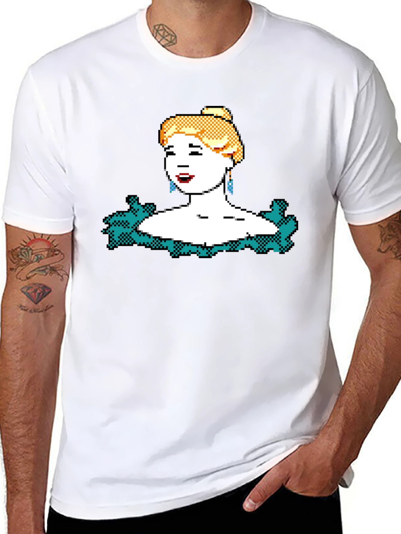 8-bit Blonde Portrait Graphic T-Shirt