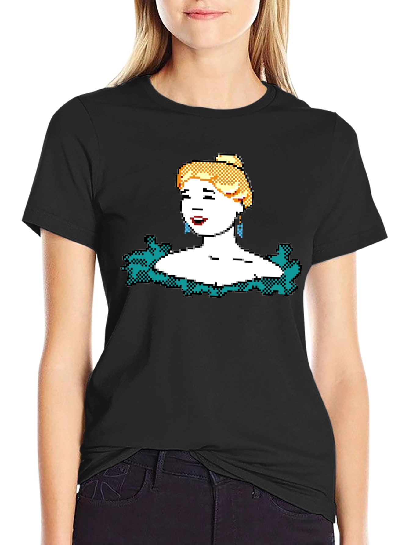8-bit Blonde Portrait Graphic T-Shirt