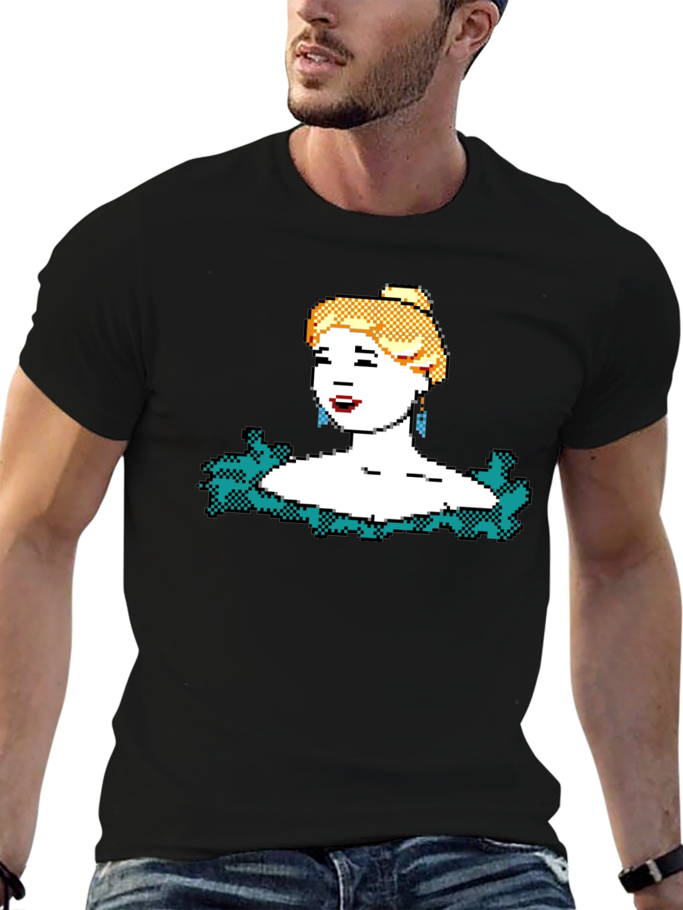 8-bit Blonde Portrait Graphic T-Shirt