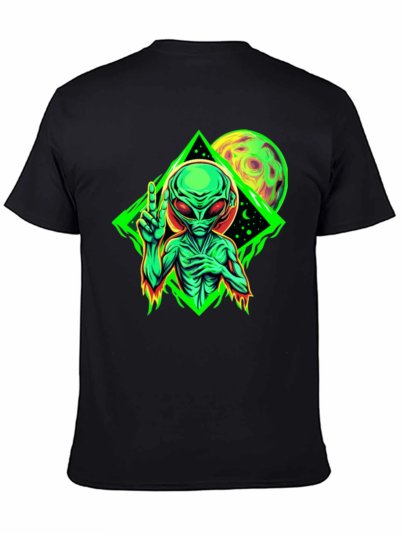Alien Graphic Black T-Shirt - Glow in the Dark