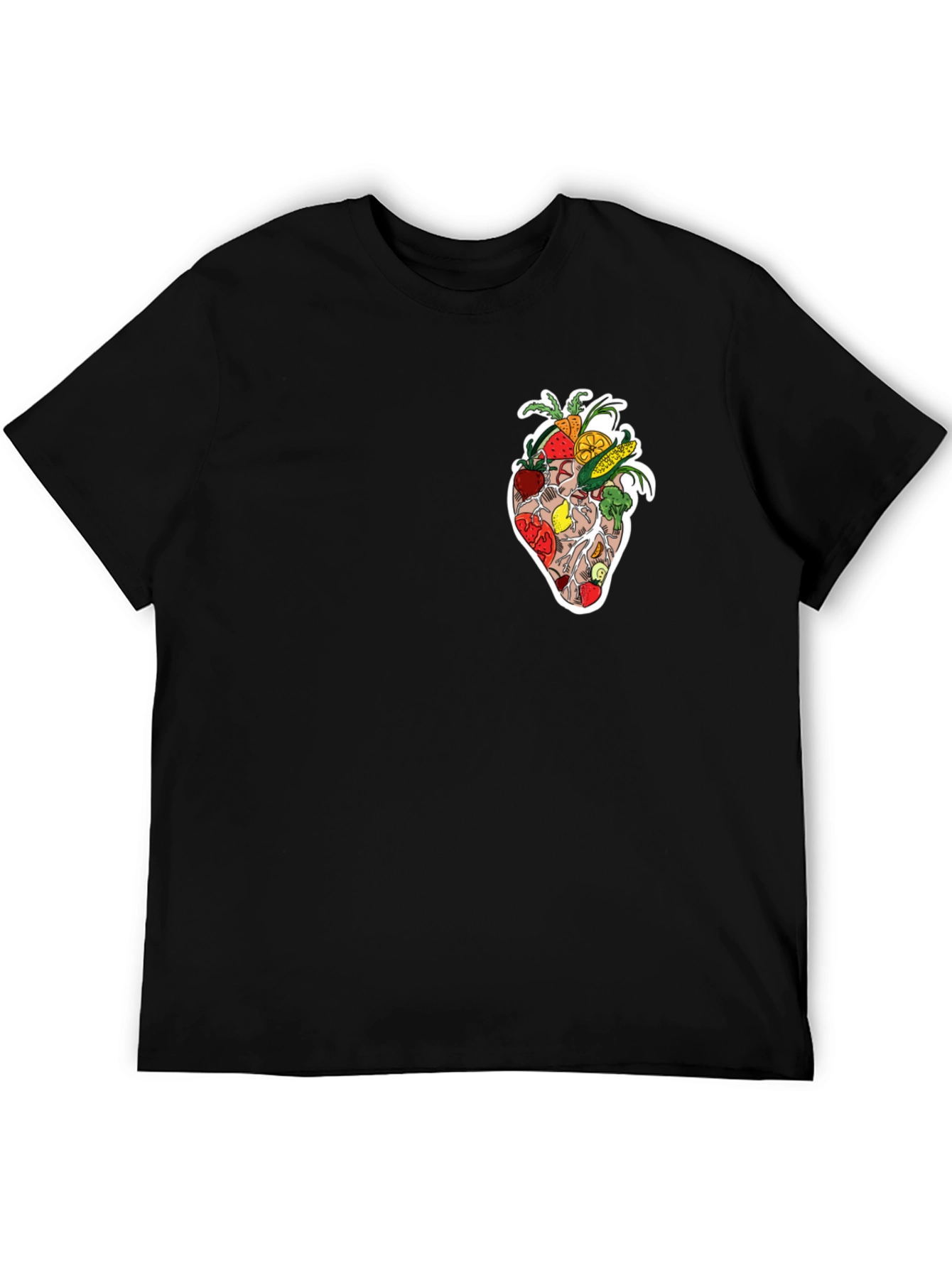 Heart Healthy Fruits & Veggies Graphic Black Tee