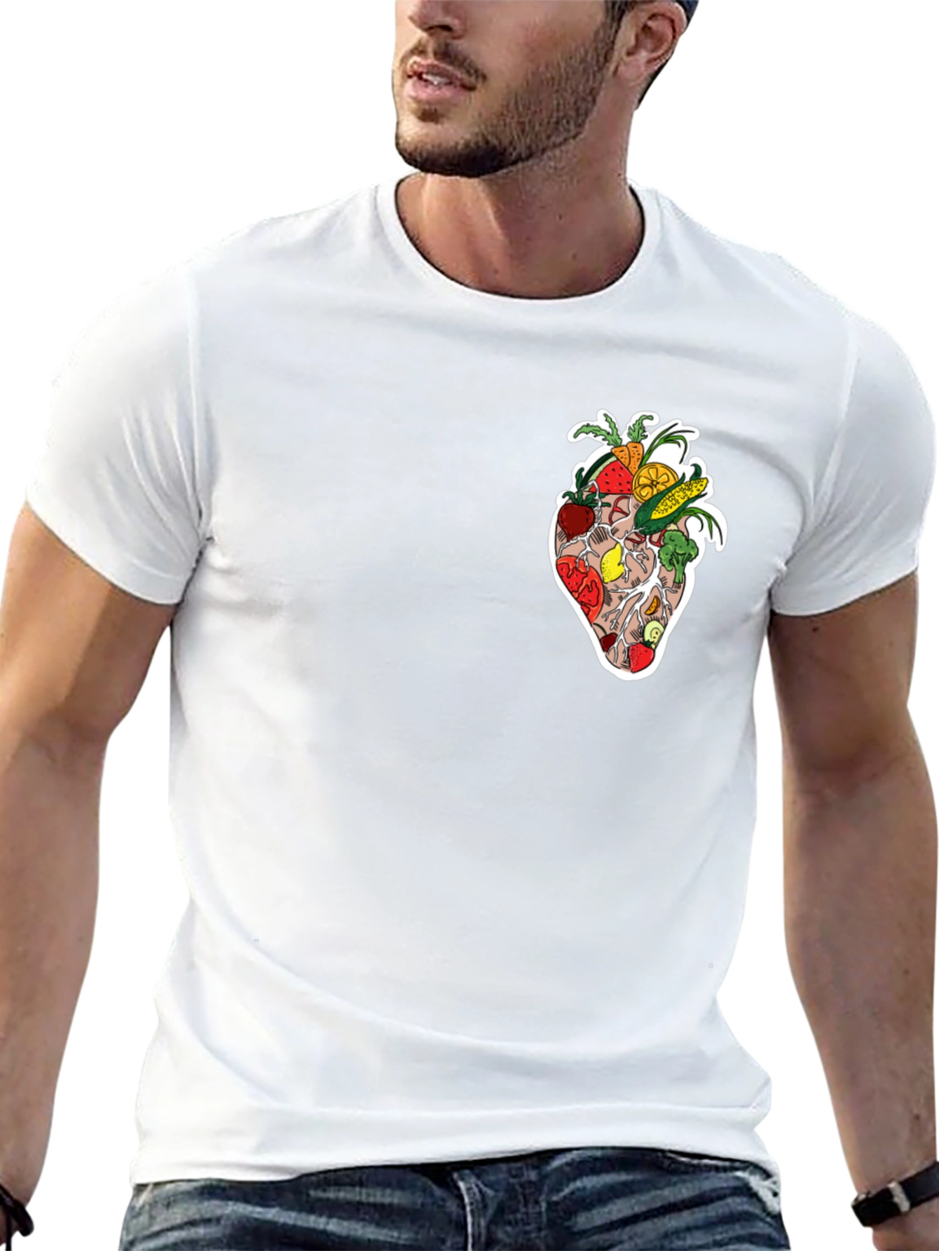 Heart Healthy Fruits & Veggies Graphic Black Tee