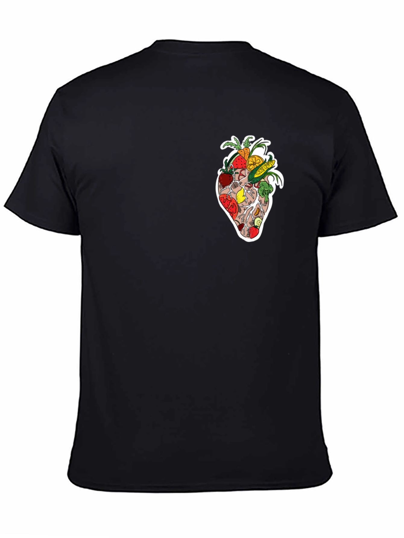 Heart Healthy Fruits & Veggies Graphic Black Tee