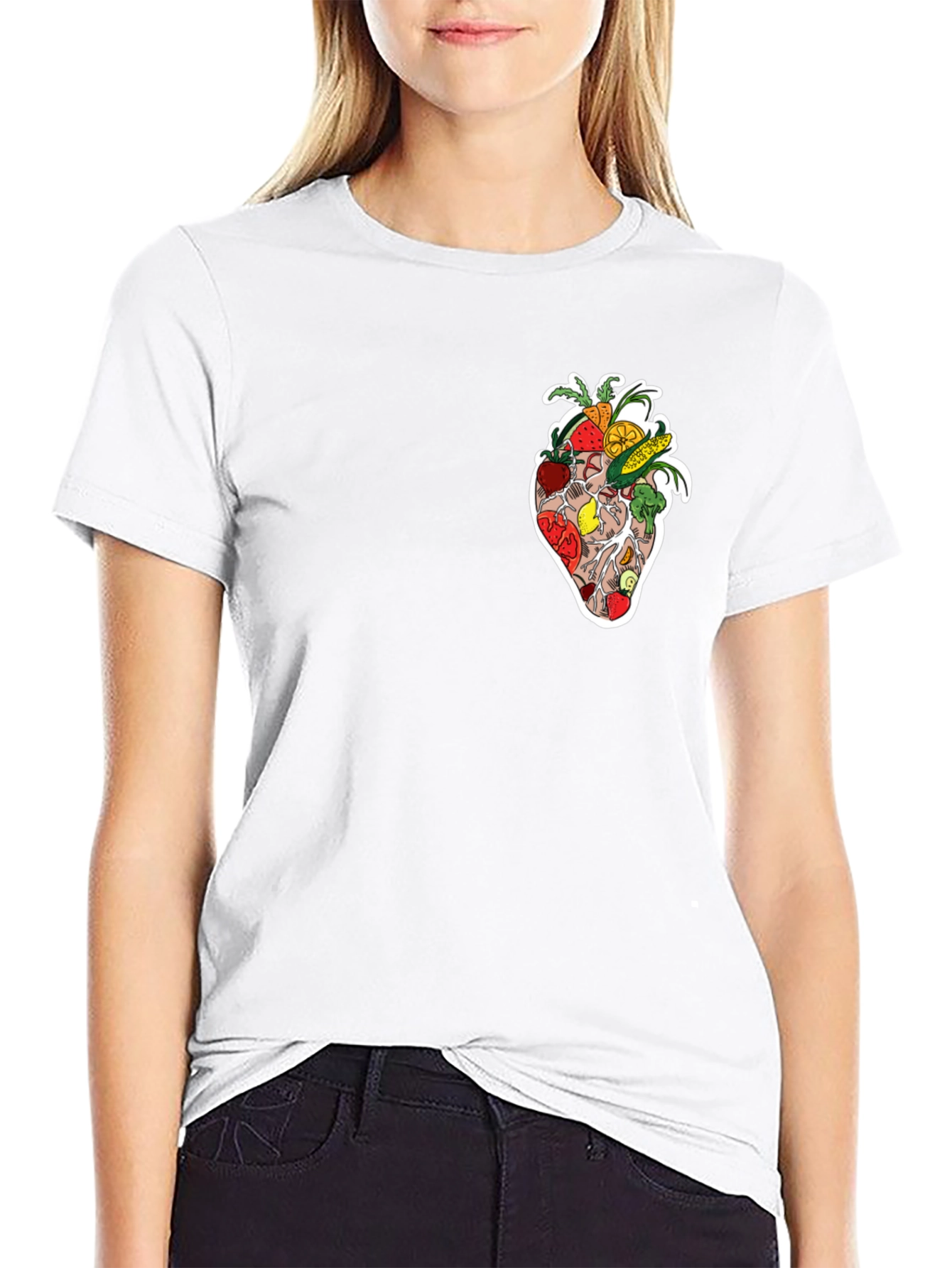 Heart Healthy Fruits & Veggies Graphic Black Tee