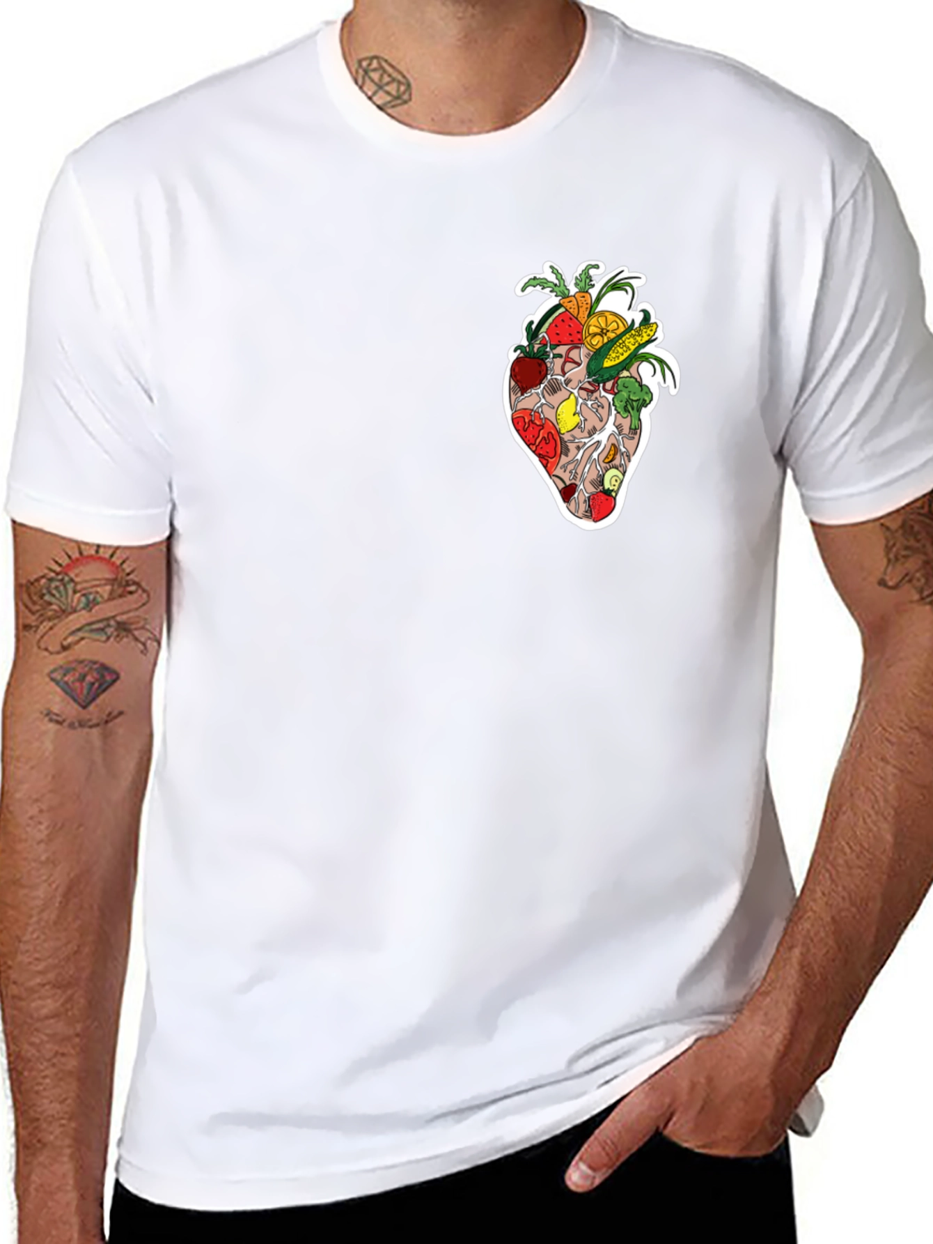Heart Healthy Fruits & Veggies Graphic Black Tee