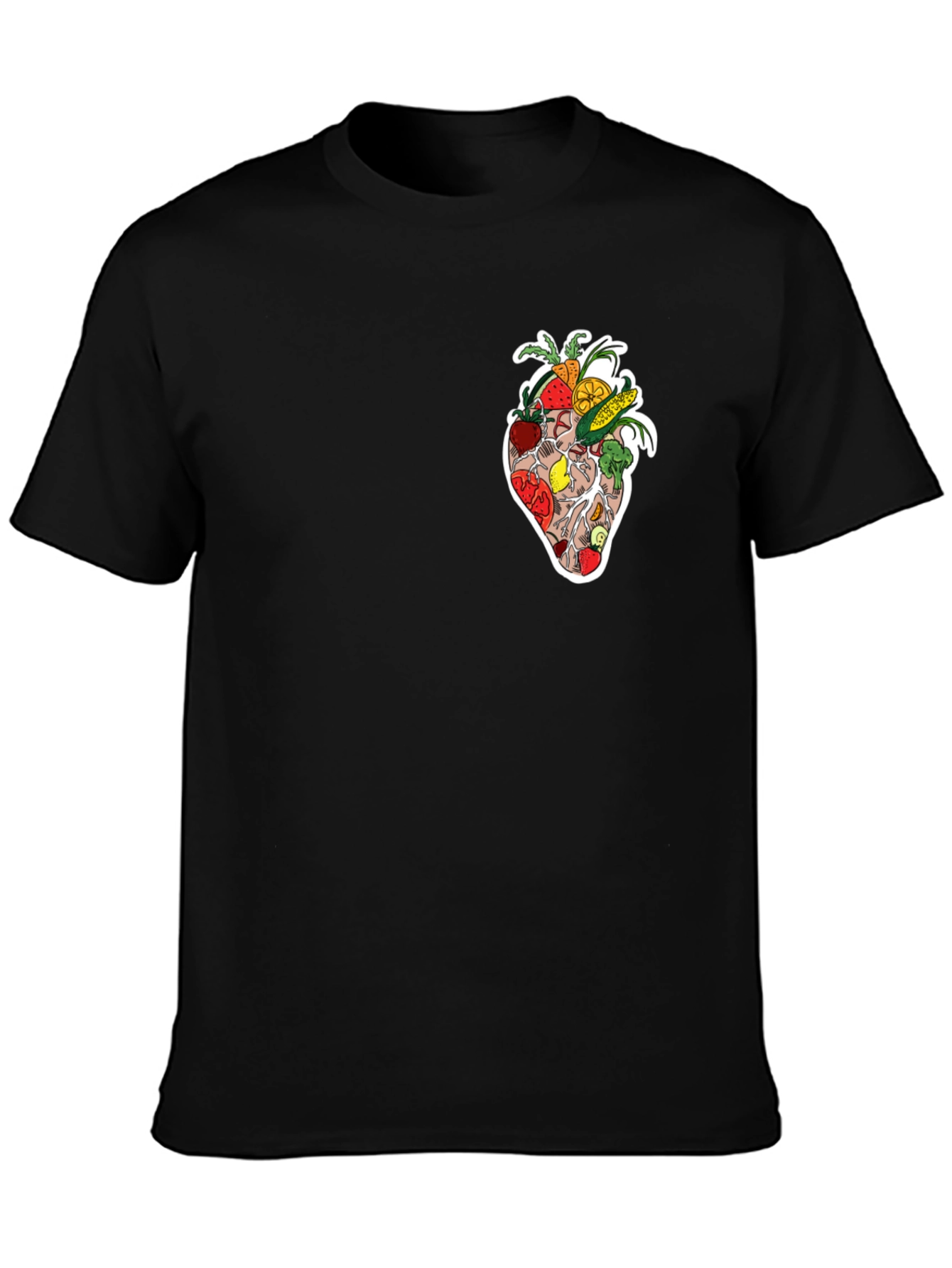 Heart Healthy Fruits & Veggies Graphic Black Tee