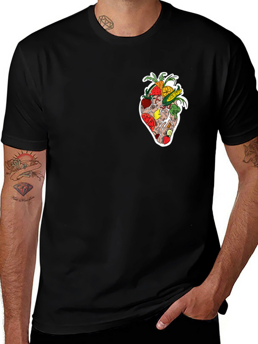 Heart Healthy Fruits & Veggies Graphic Black Tee