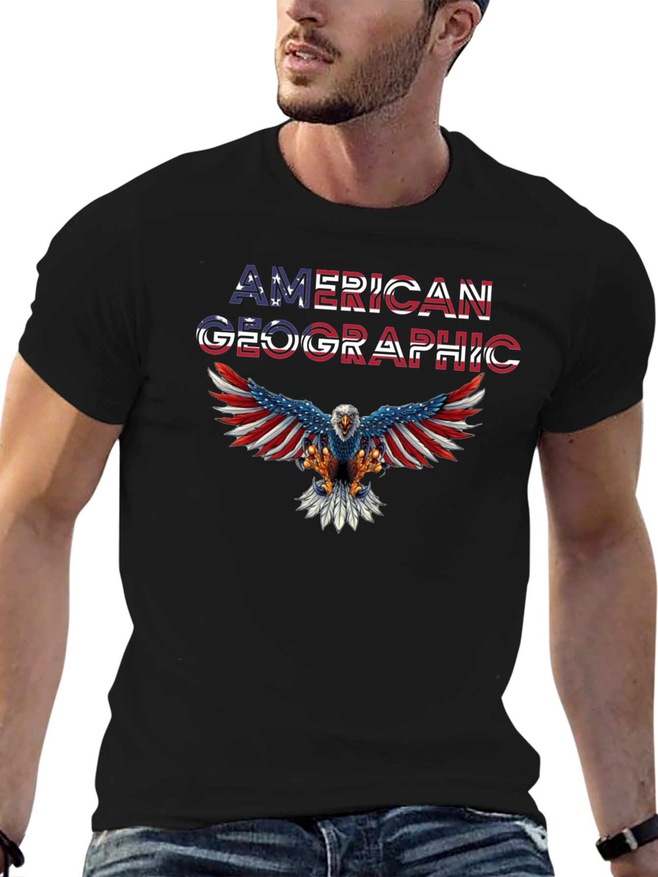 American Geographic Eagle Patriotic T-Shirt