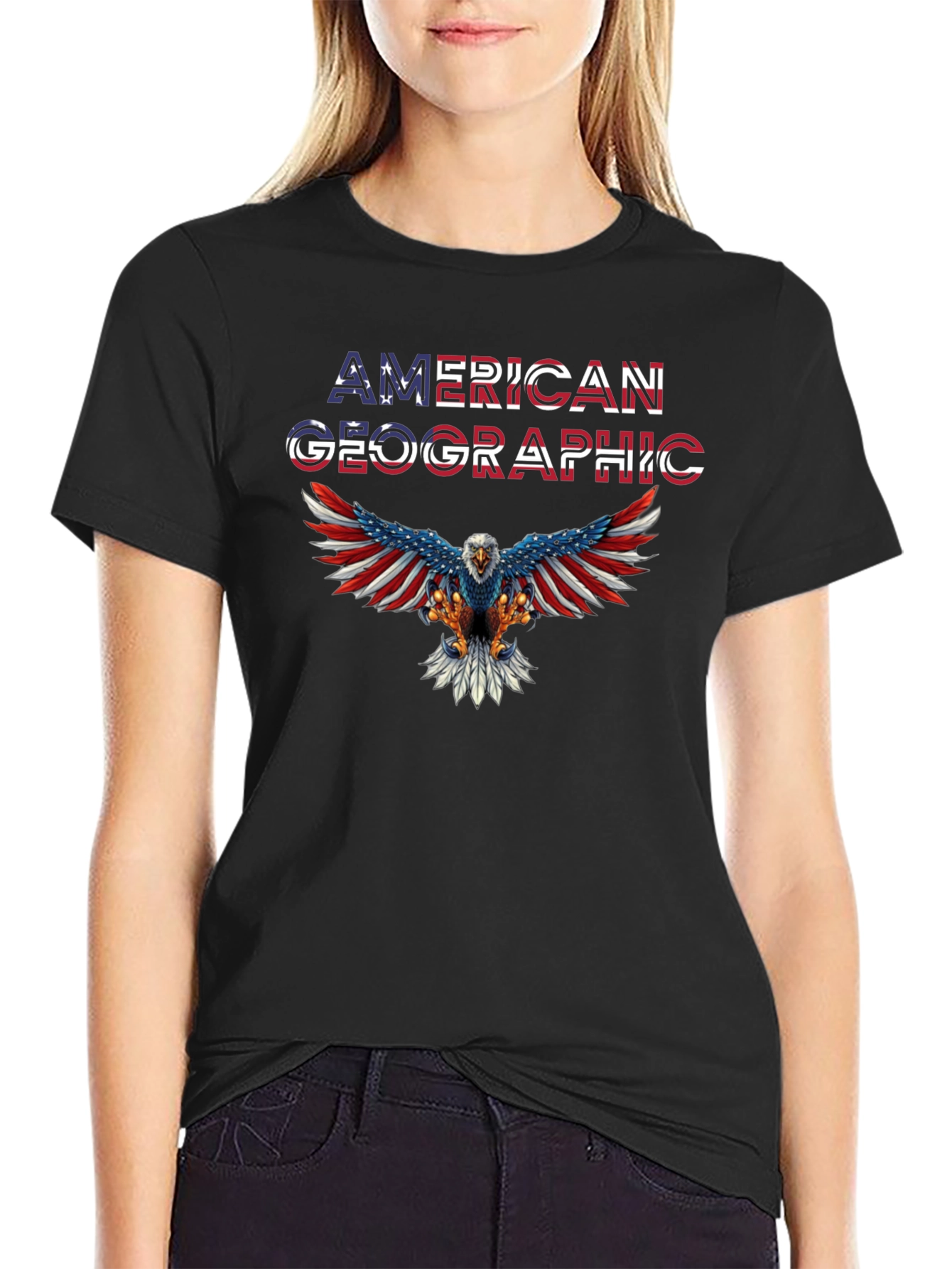 American Geographic Eagle Patriotic T-Shirt