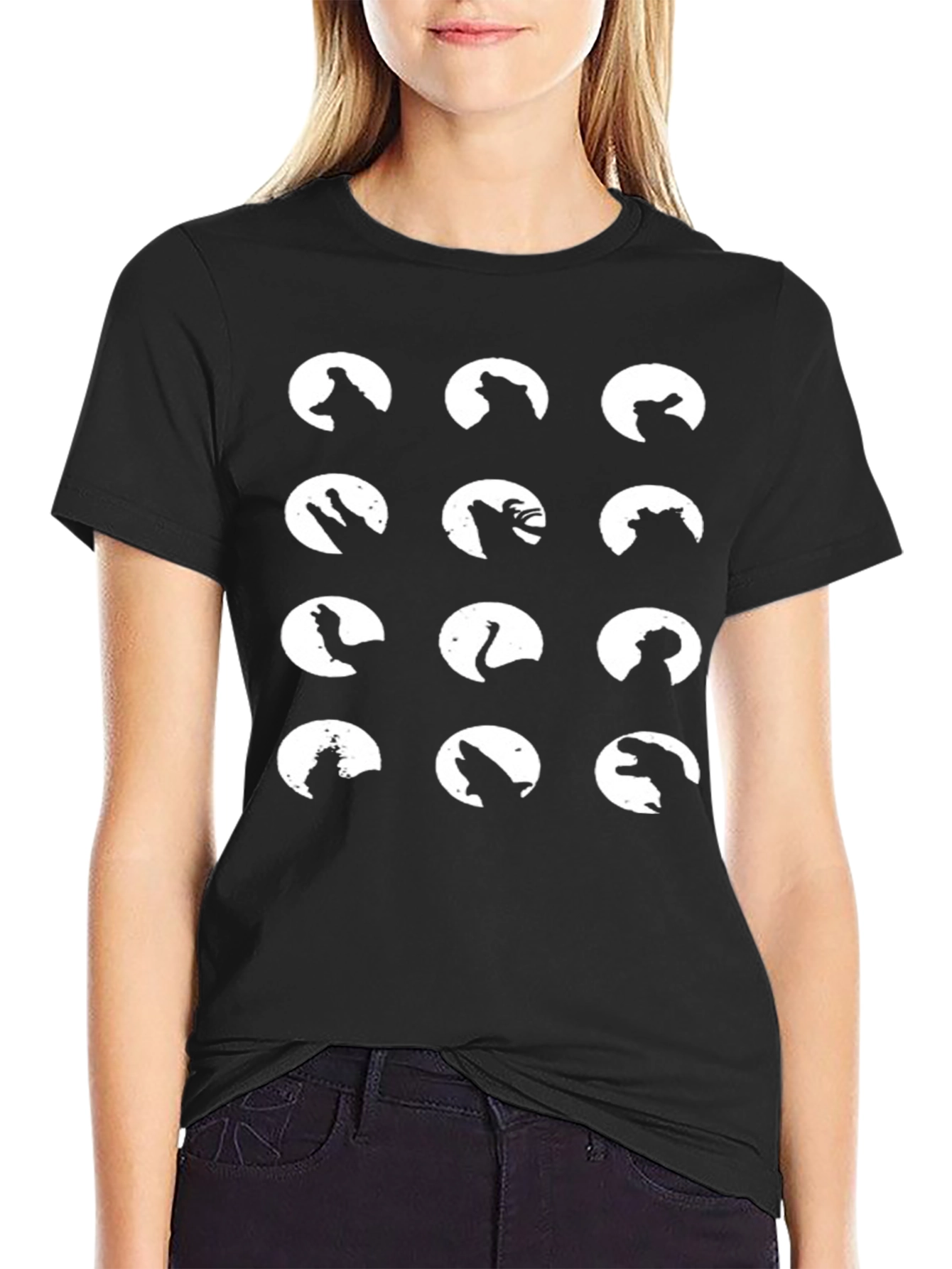 Animal Silhouette Graphic Tee - Black