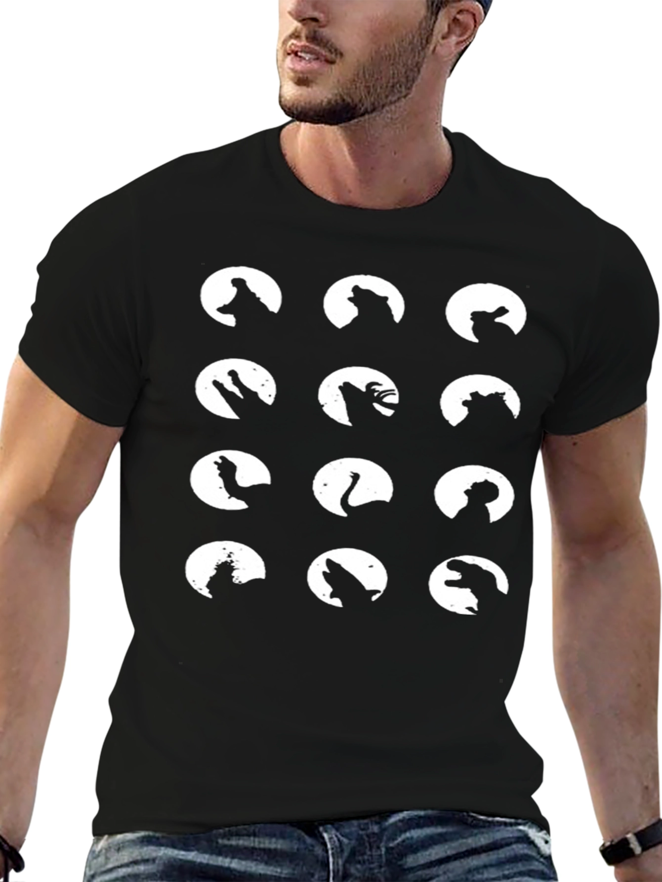Animal Silhouette Graphic Tee - Black