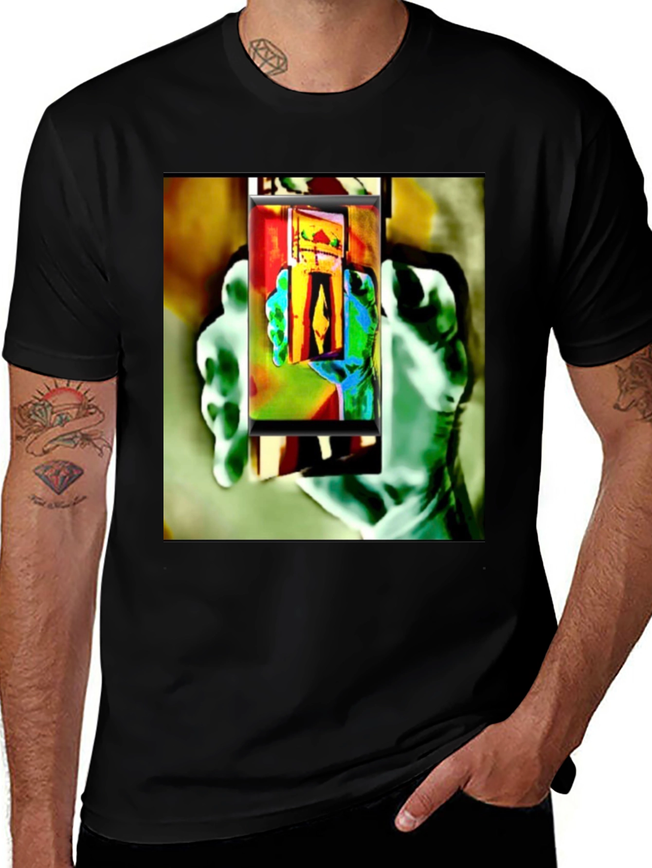 Abstract Art Print Black T-Shirt