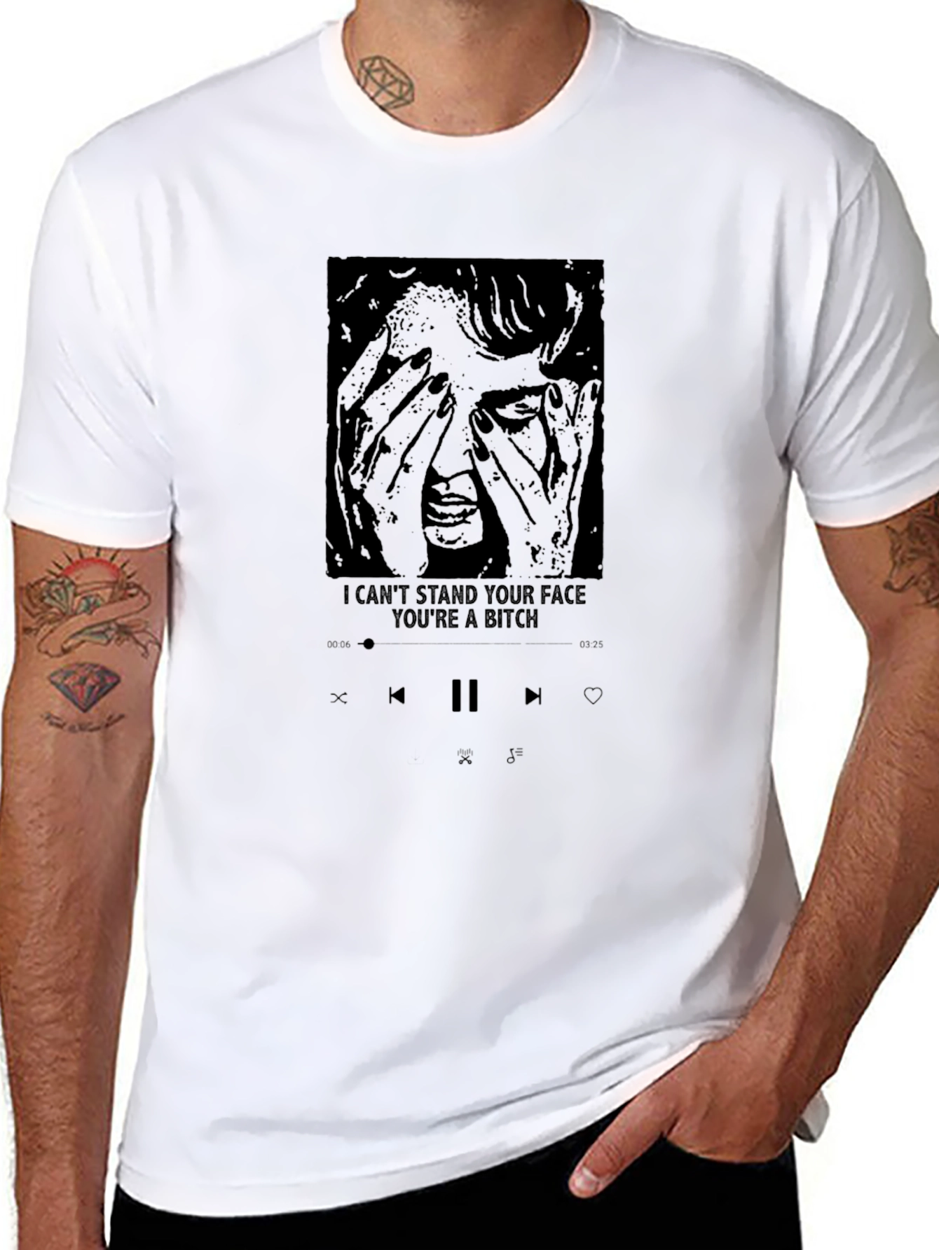 I Cant Stand Your Face Graphic Tee - Black