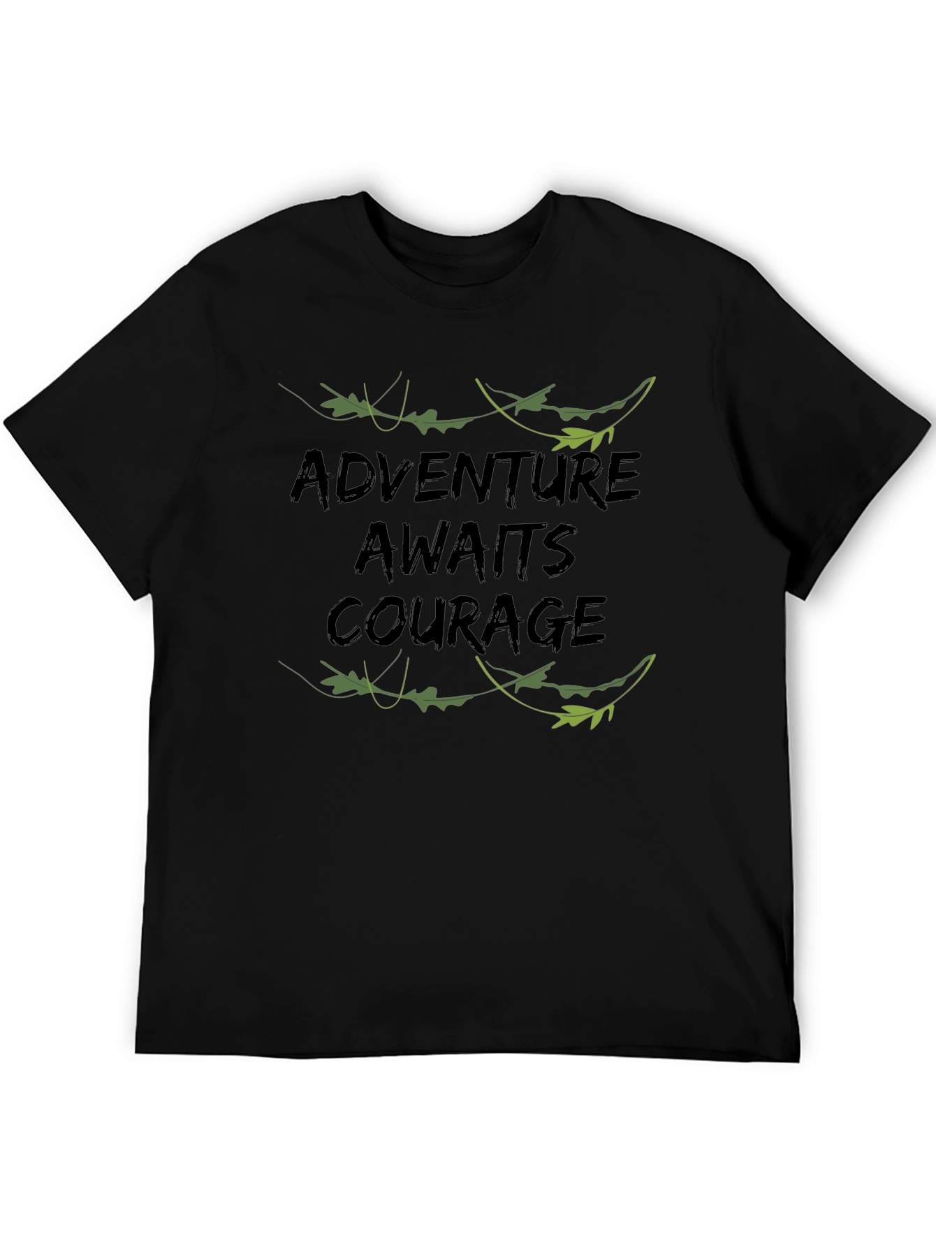 Adventure Awaits Courage Mens Black T-Shirt