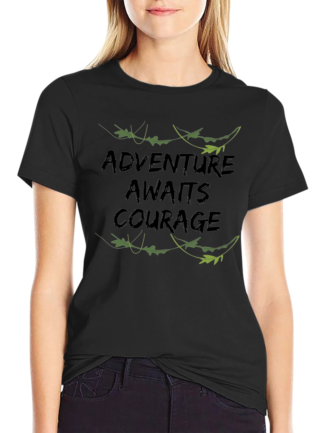 Adventure Awaits Courage Mens Black T-Shirt