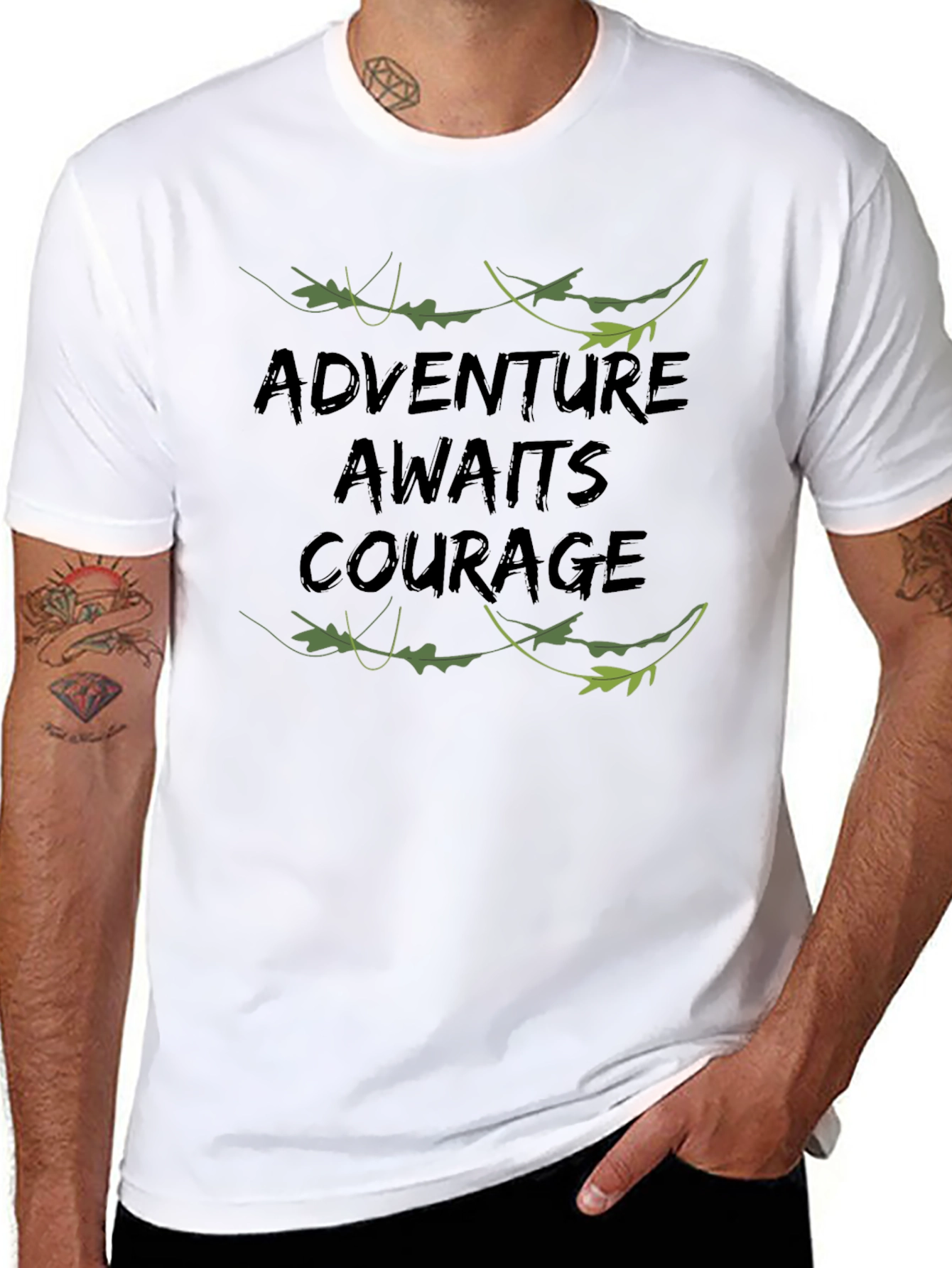 Adventure Awaits Courage Mens Black T-Shirt