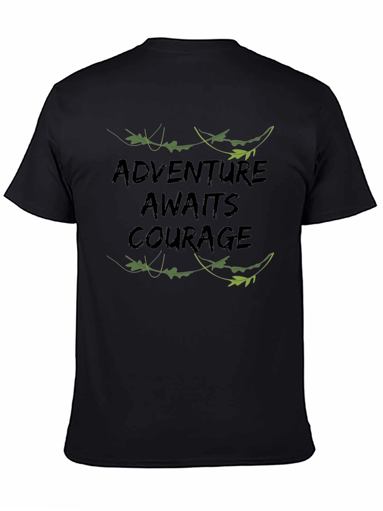 Adventure Awaits Courage Mens Black T-Shirt