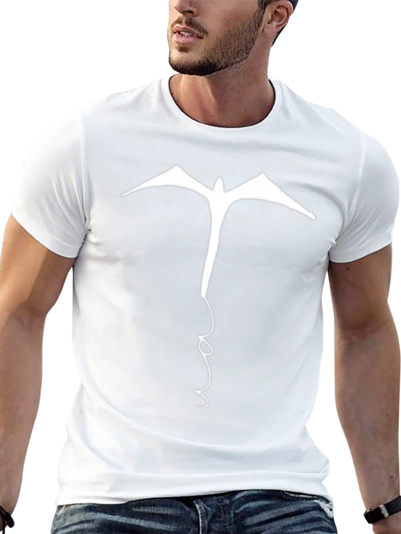 Abstract Bird Graphic Print Black T-Shirt