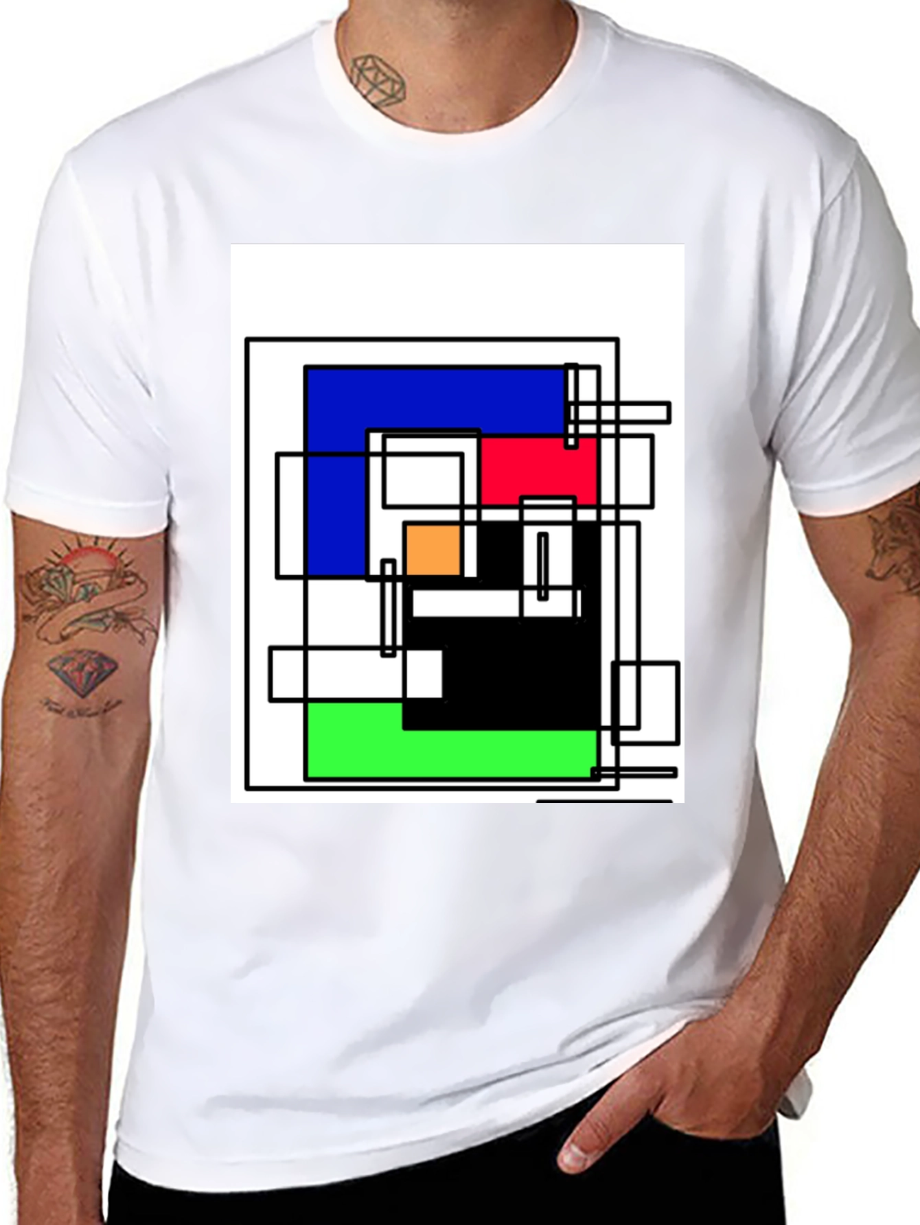 Abstract Geometric Art T-Shirt - Mondrian Style