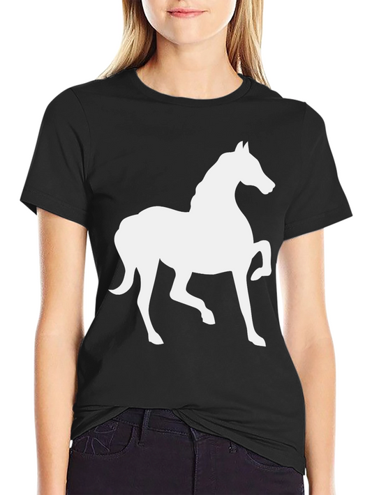 Horse Silhouette T-Shirt - Black Cotton Tee