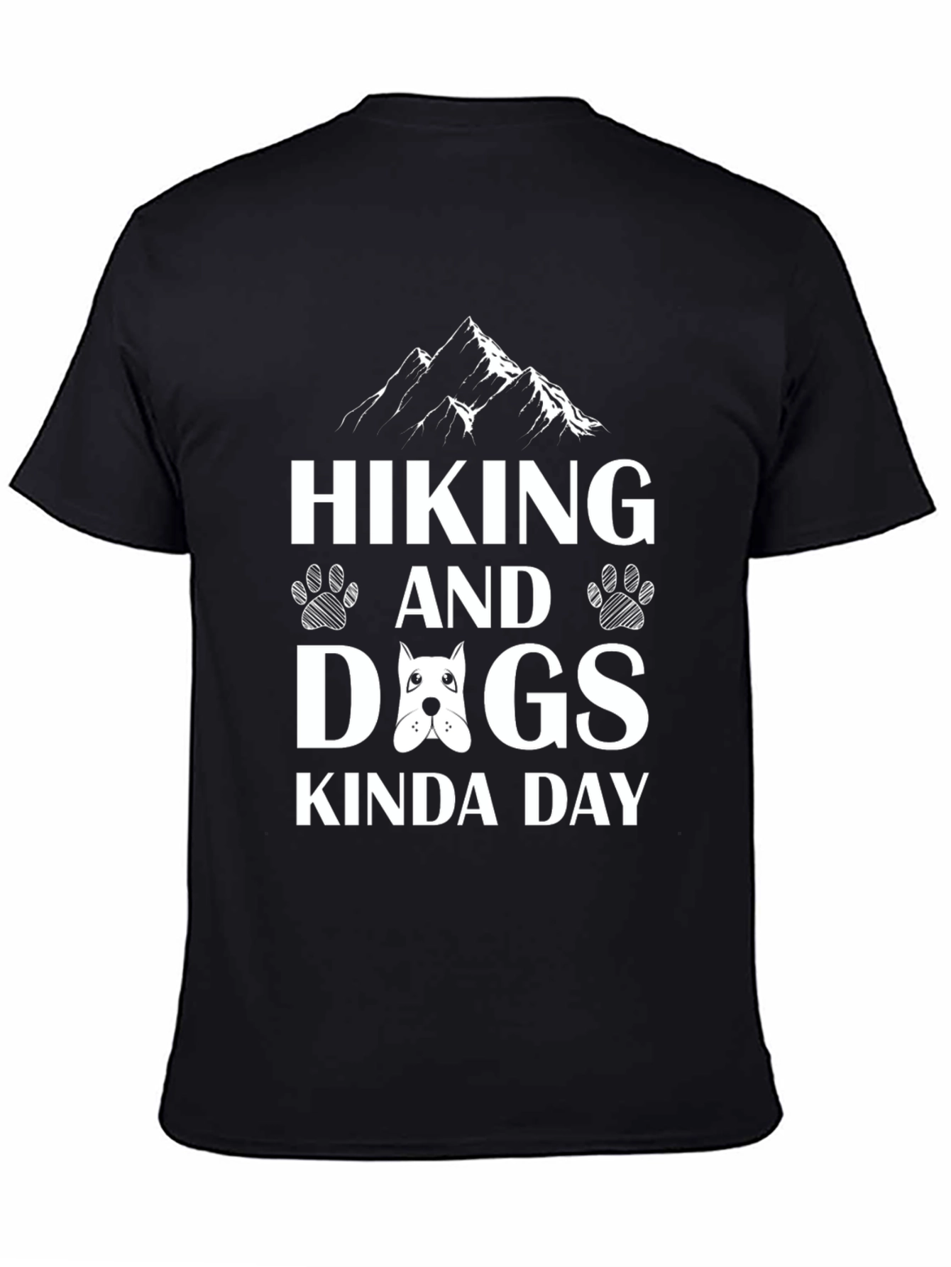 Hiking and Dogs Kinda Day Black T-Shirt