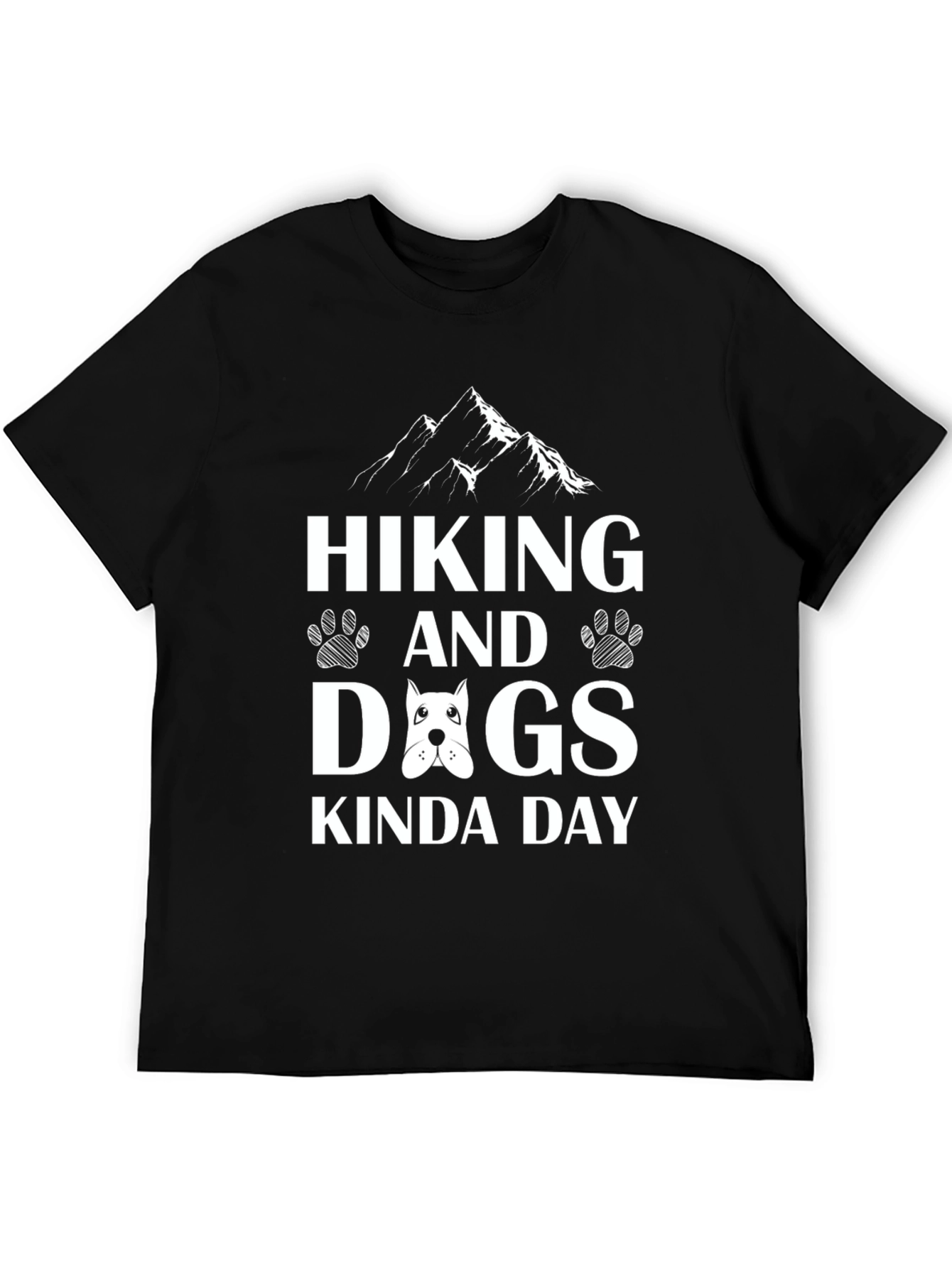 Hiking and Dogs Kinda Day Black T-Shirt