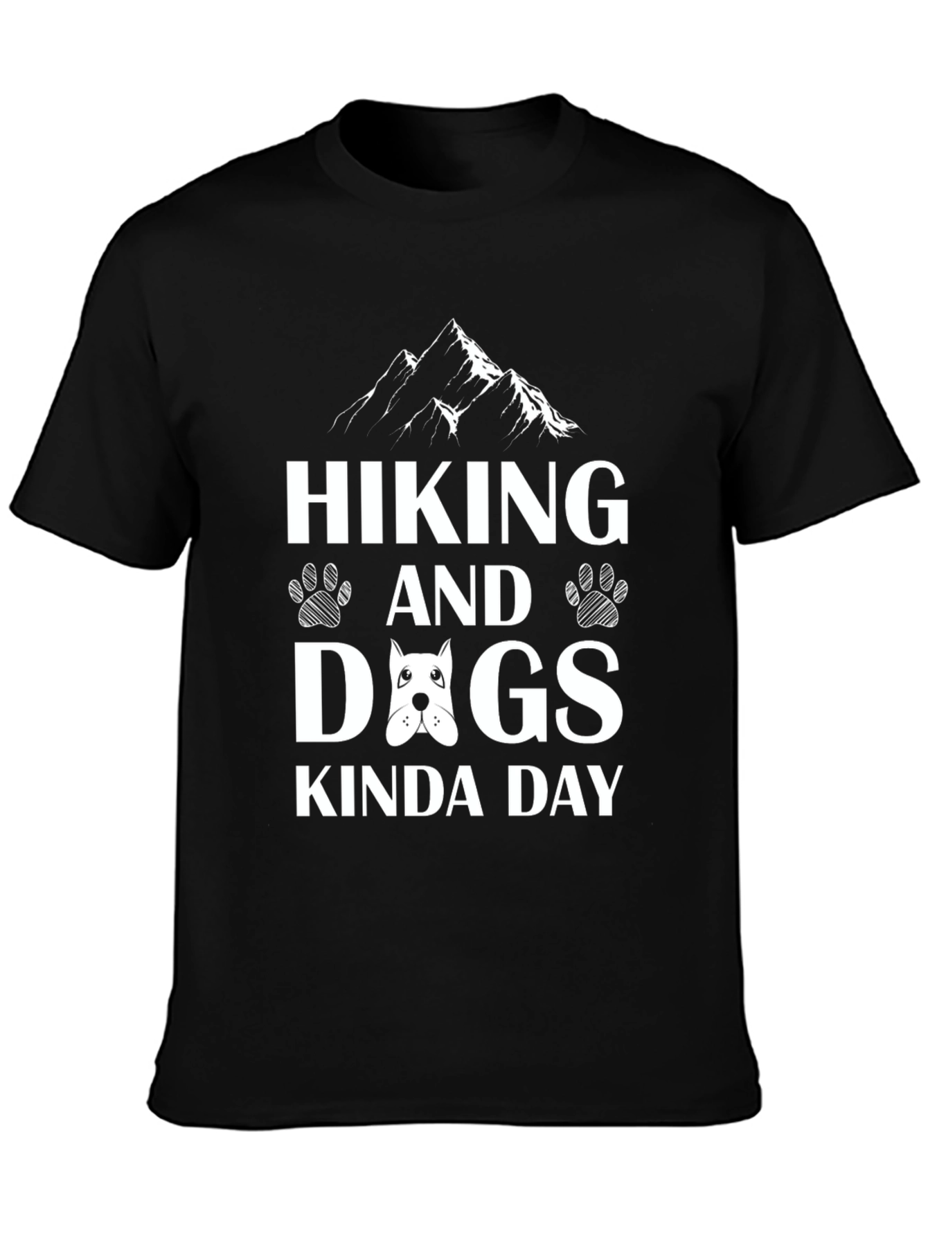 Hiking and Dogs Kinda Day Black T-Shirt