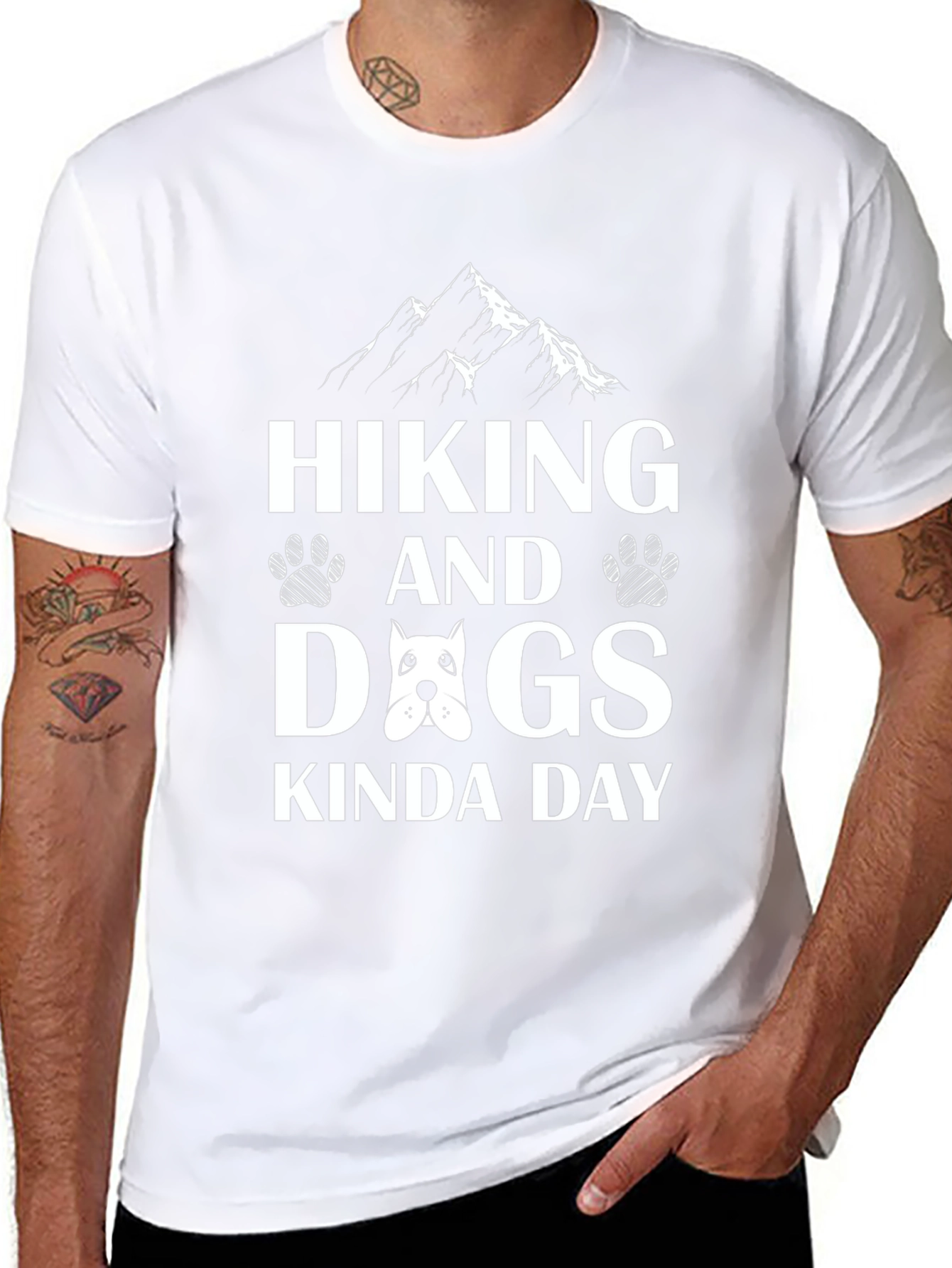 Hiking and Dogs Kinda Day Black T-Shirt
