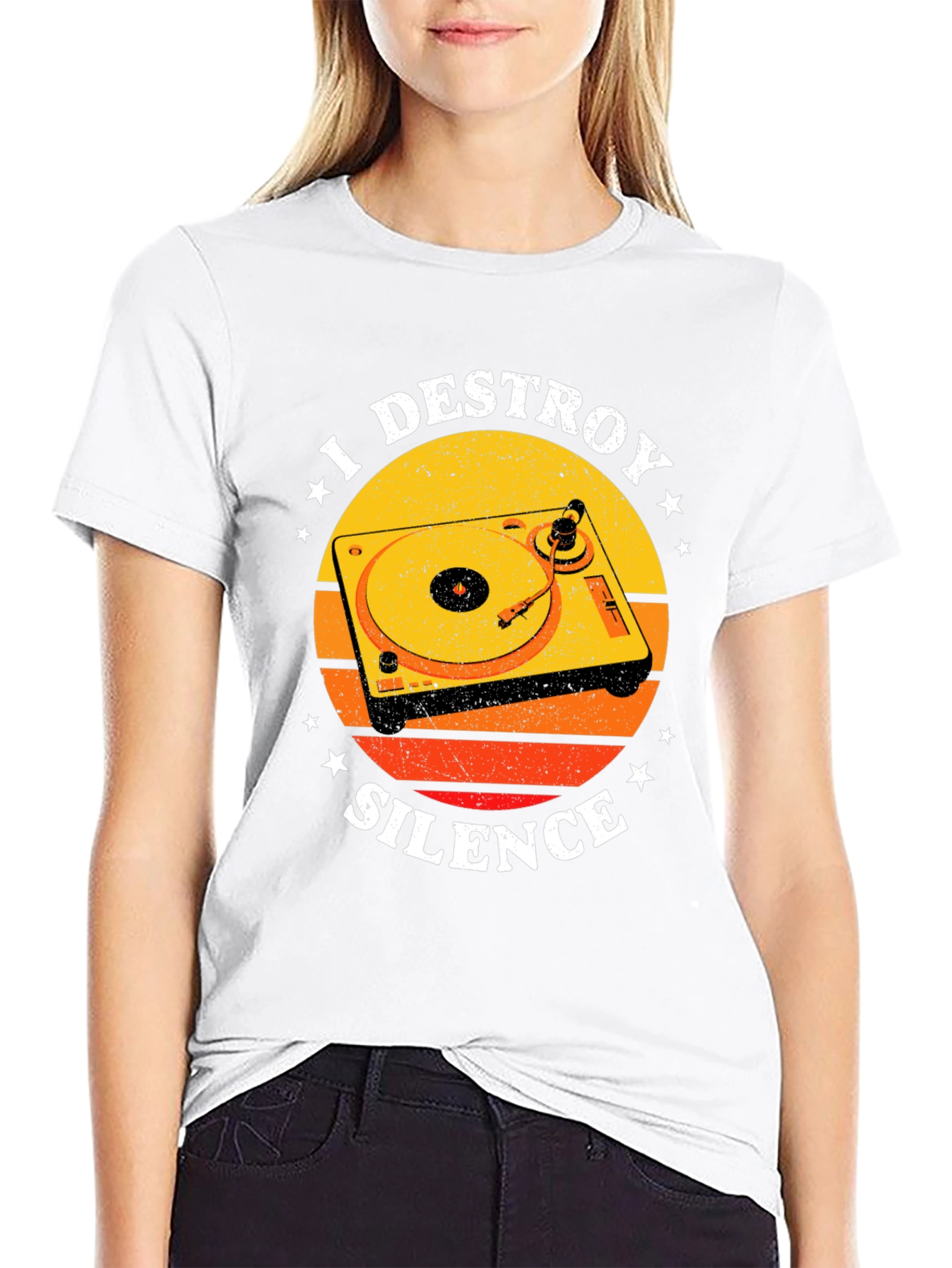 I Destroy Silence DJ Turntable Graphic T-Shirt