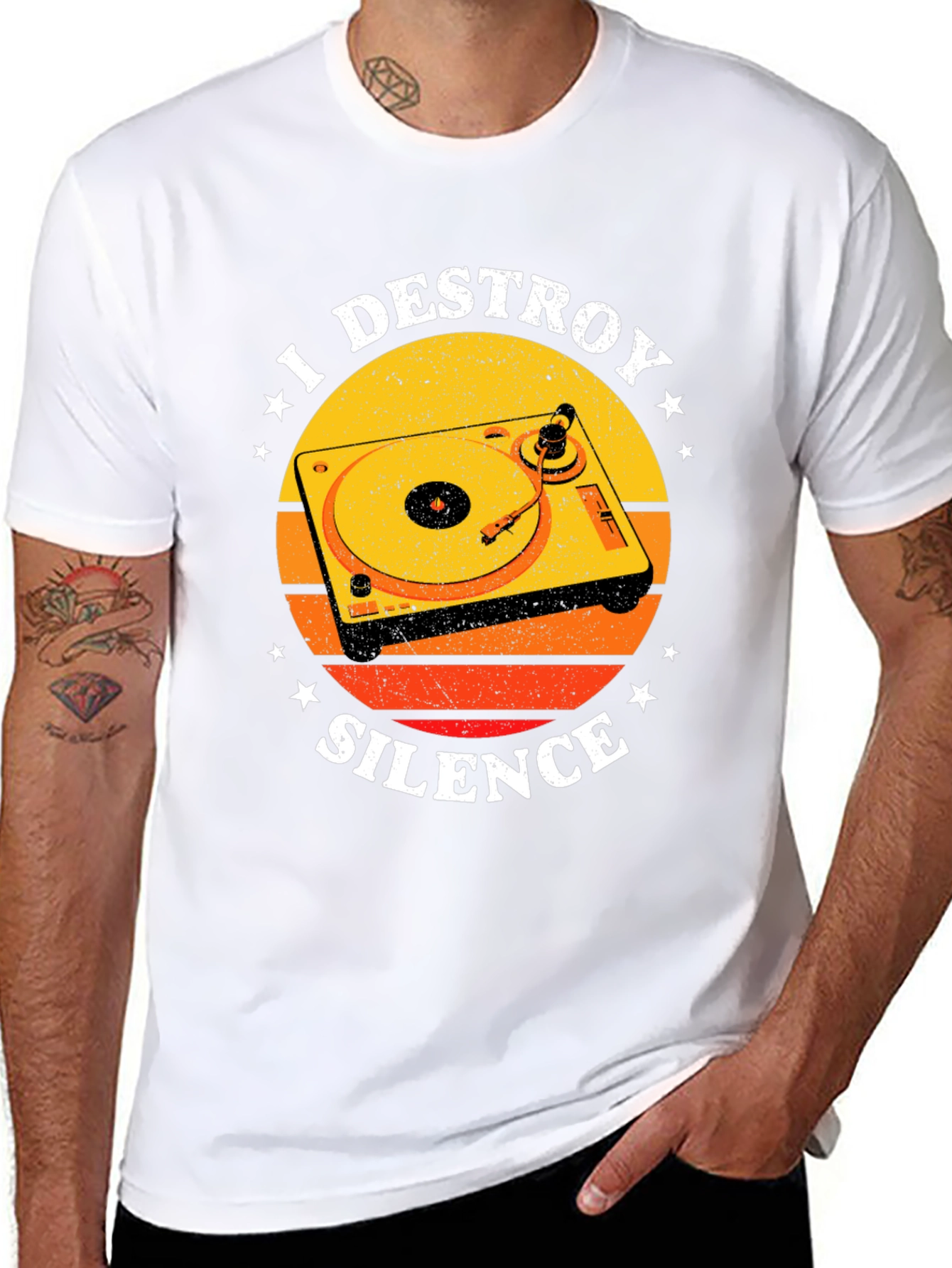 I Destroy Silence DJ Turntable Graphic T-Shirt