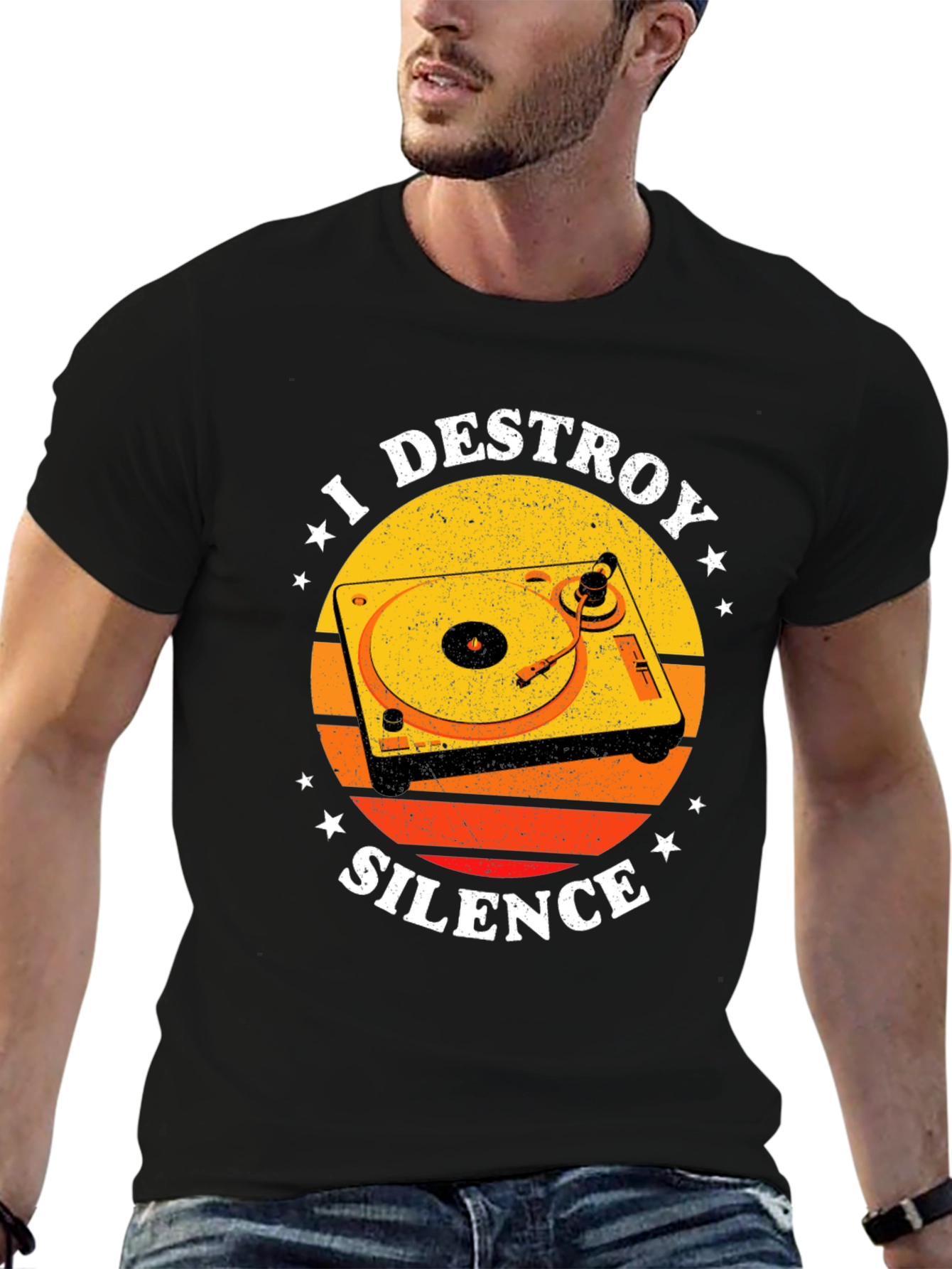 I Destroy Silence DJ Turntable Graphic T-Shirt