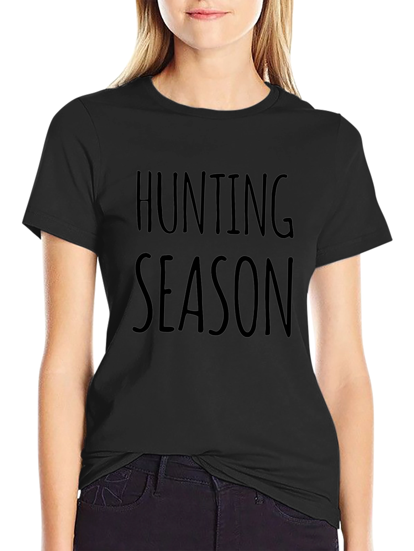 Hunting Season Graphic Print Black T-Shirt