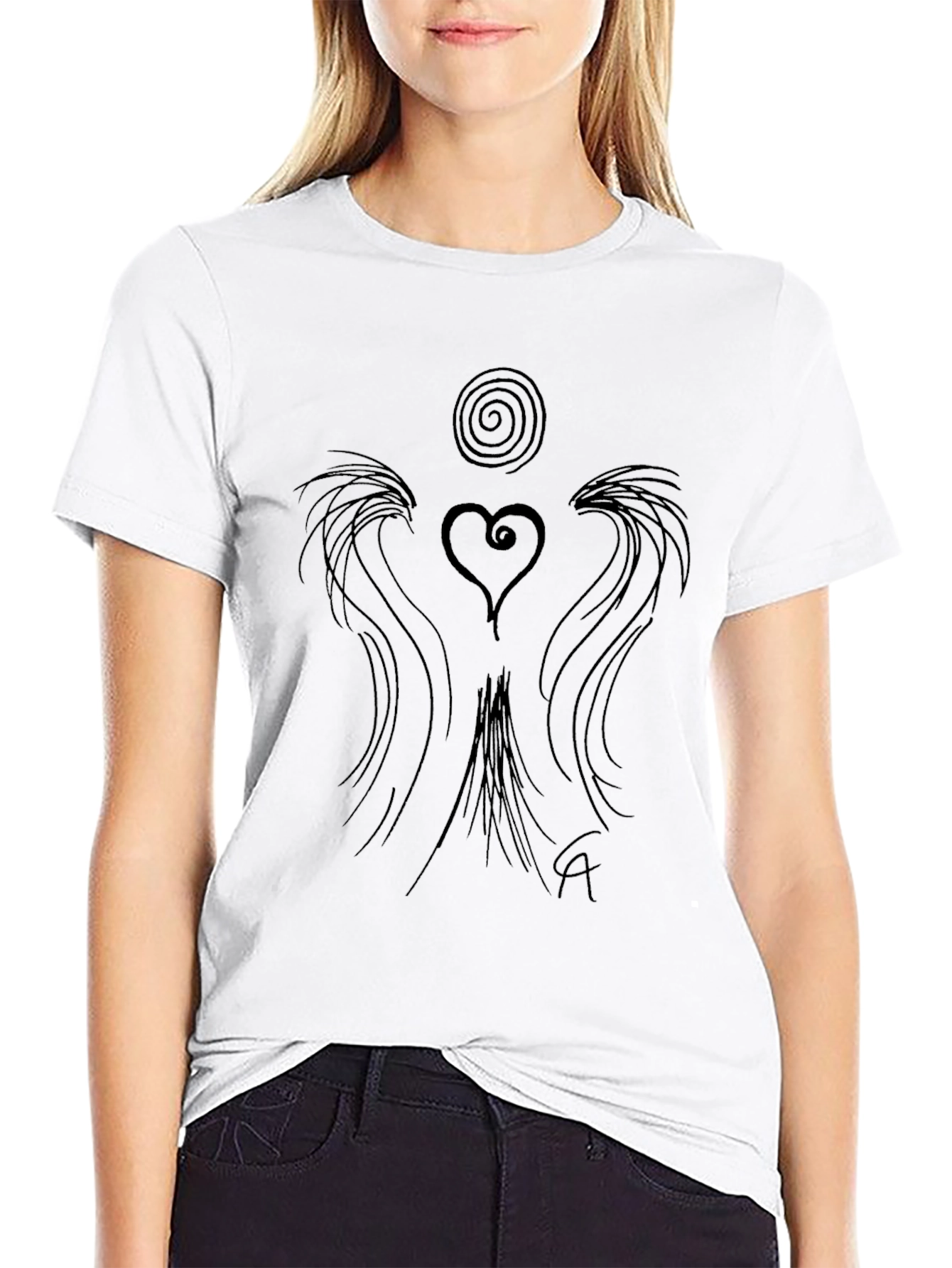 Abstract Heart Graphic Tee - Black