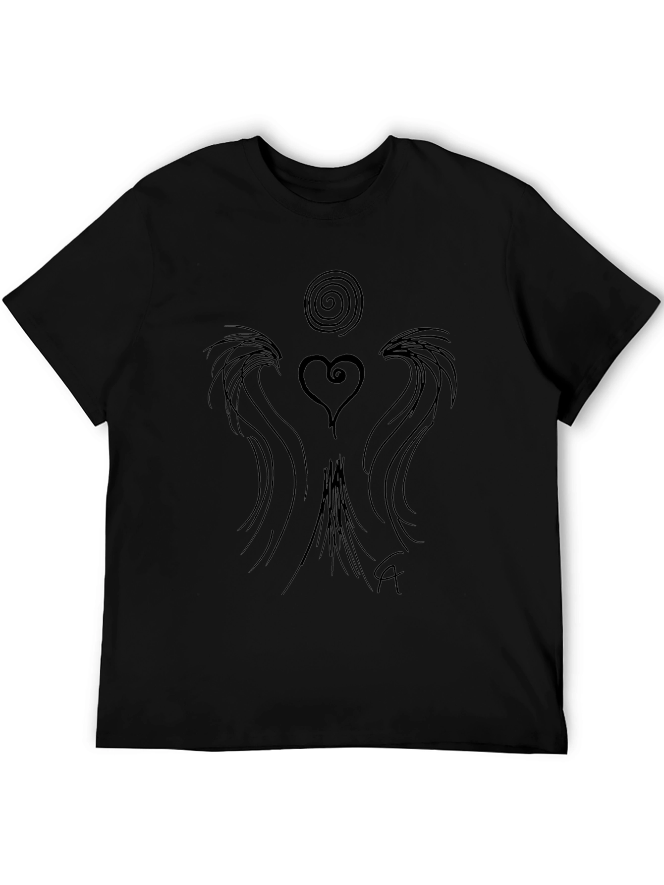 Abstract Heart Graphic Tee - Black