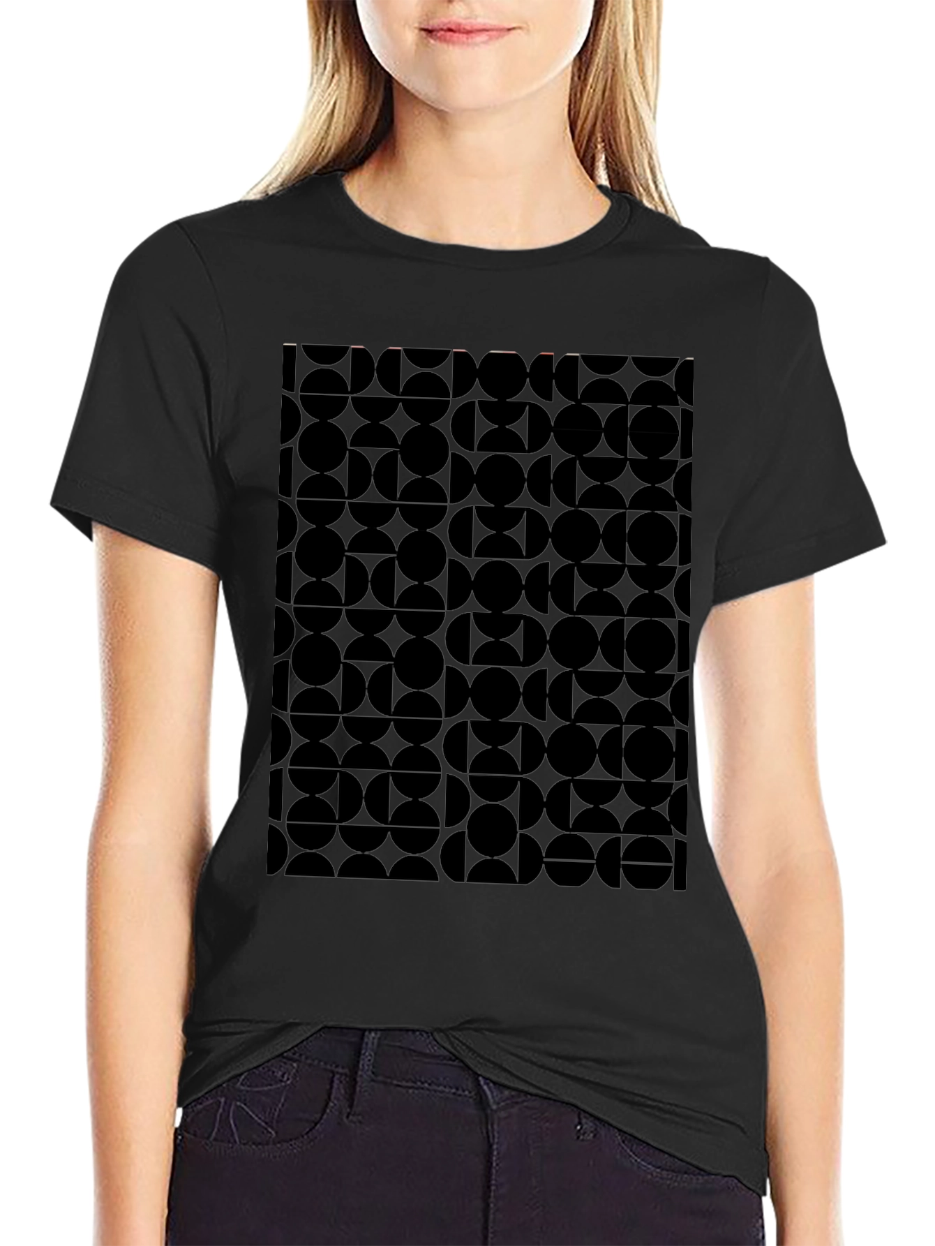 Abstract Geometric Black T-Shirt