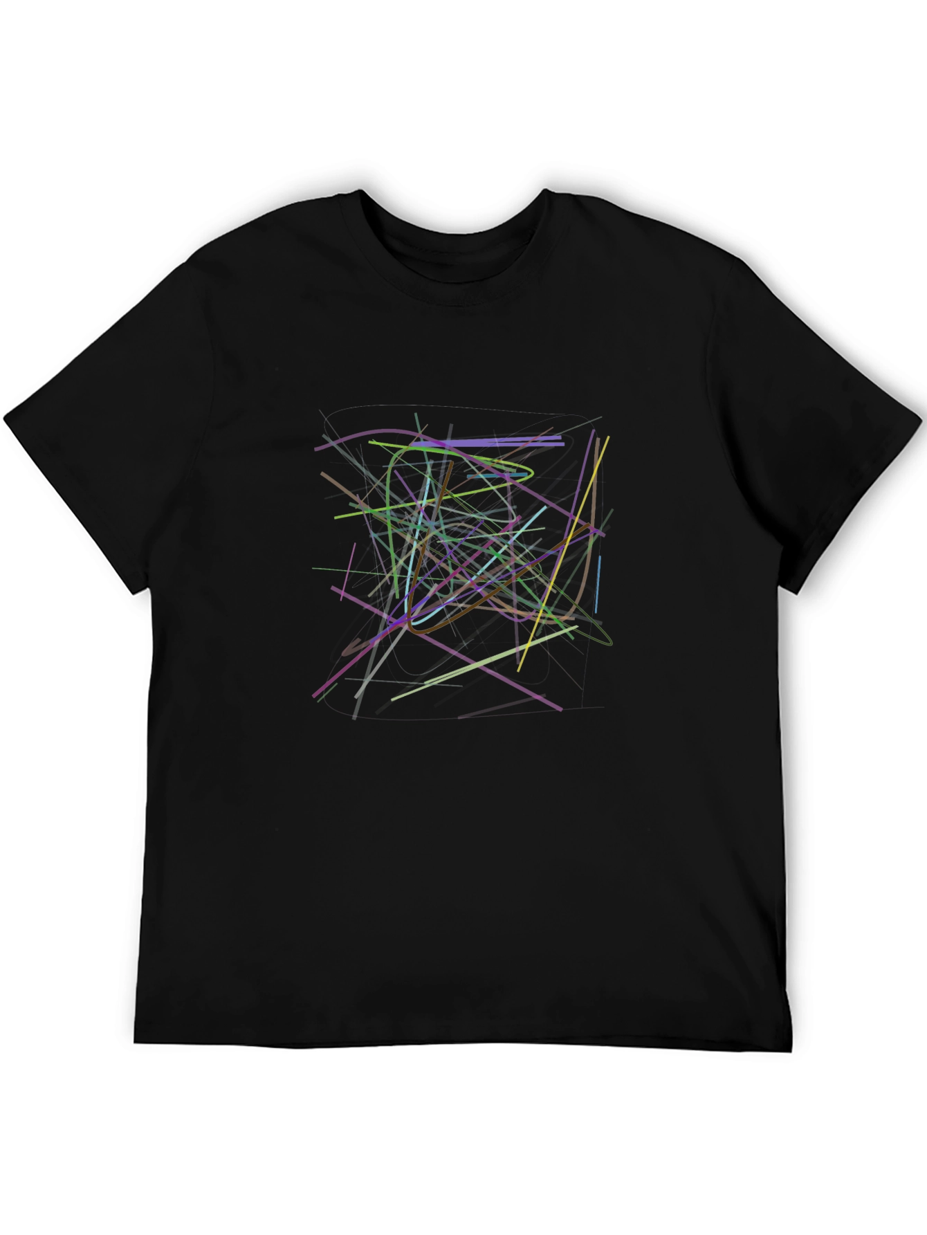 Abstract Line Art Black T-Shirt