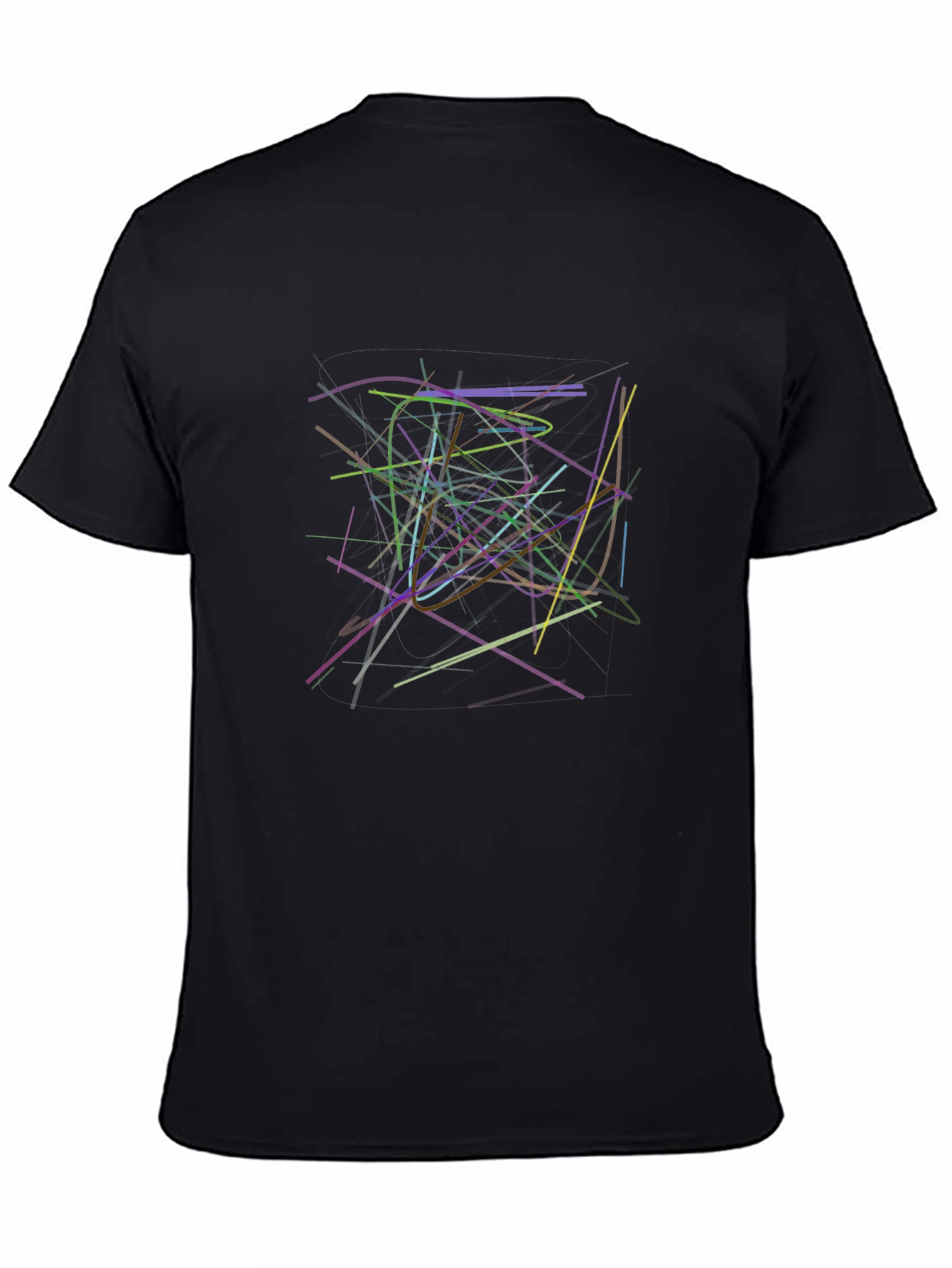 Abstract Line Art Black T-Shirt